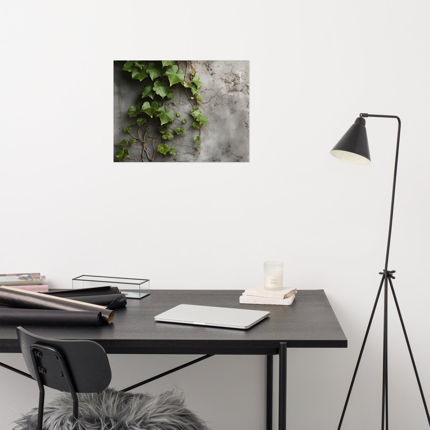 Life on the Wall - Ivy on Stone Photorealism - Digital Artwork Loose Art Print