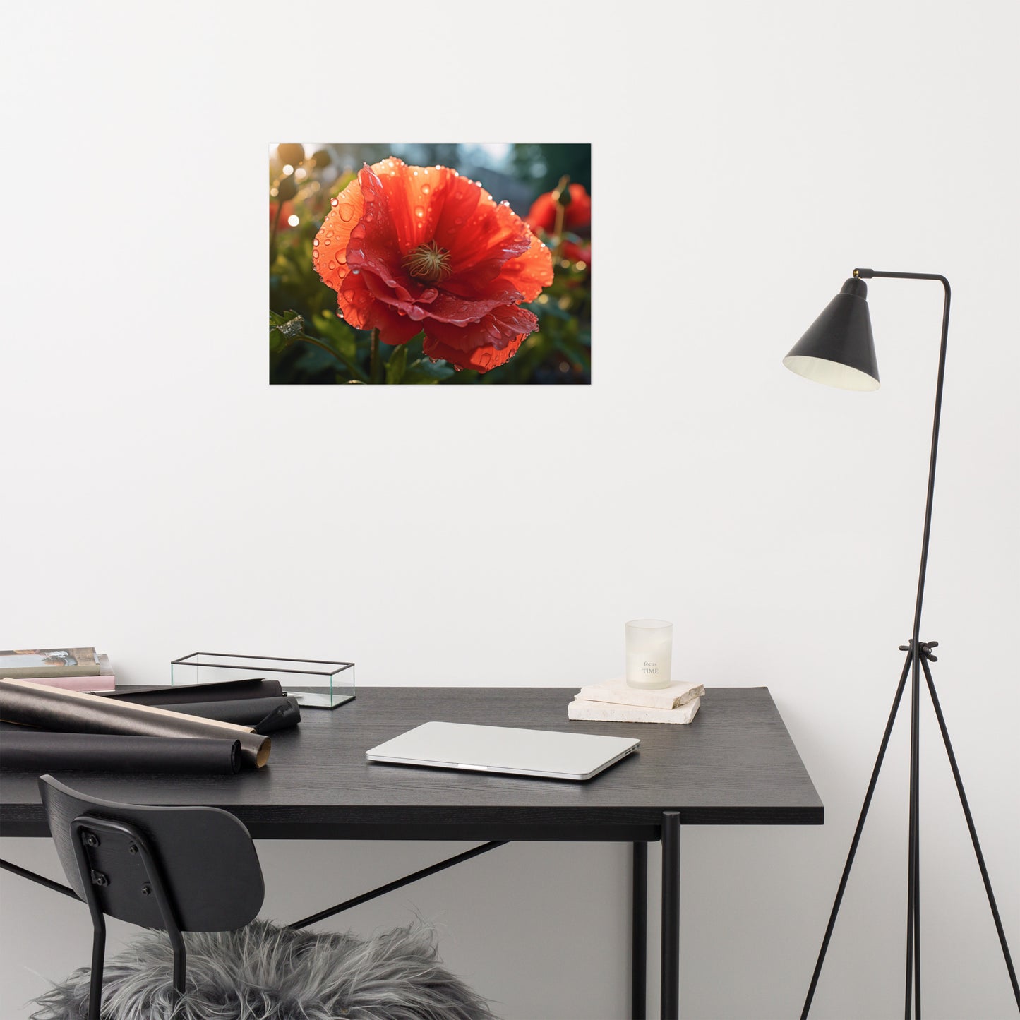 Lonely Crimson Photorealism - Digital Artwork Loose Art Print