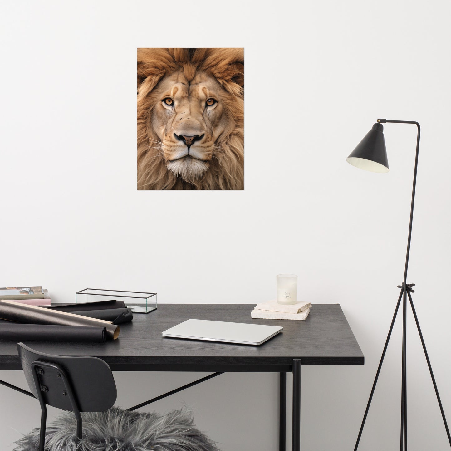 Mane Attraction Lion Photorealism - Digital Artwork Loose Art Print