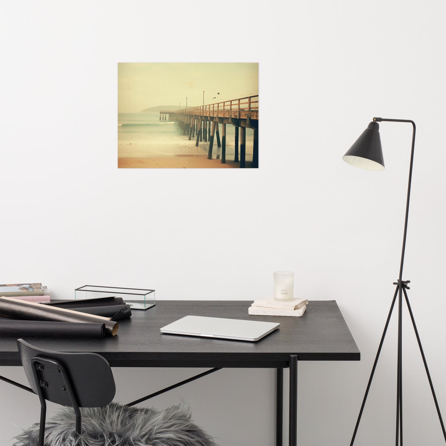 Memories of the Beach Subdued Retro Coastal Photorealism - Digital Artwork Loose Art Print