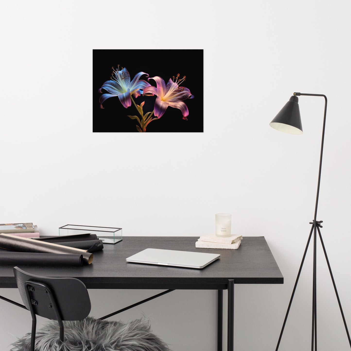 Luminous Lilies Illustration - Digital Artwork Loose Art Print