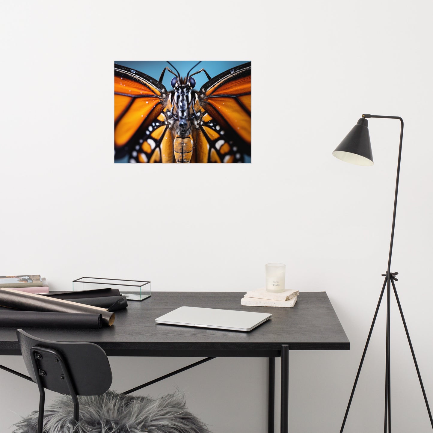 Monarch Macro - Butterfly Close-up Photorealism - Digital Artwork Loose Art Print