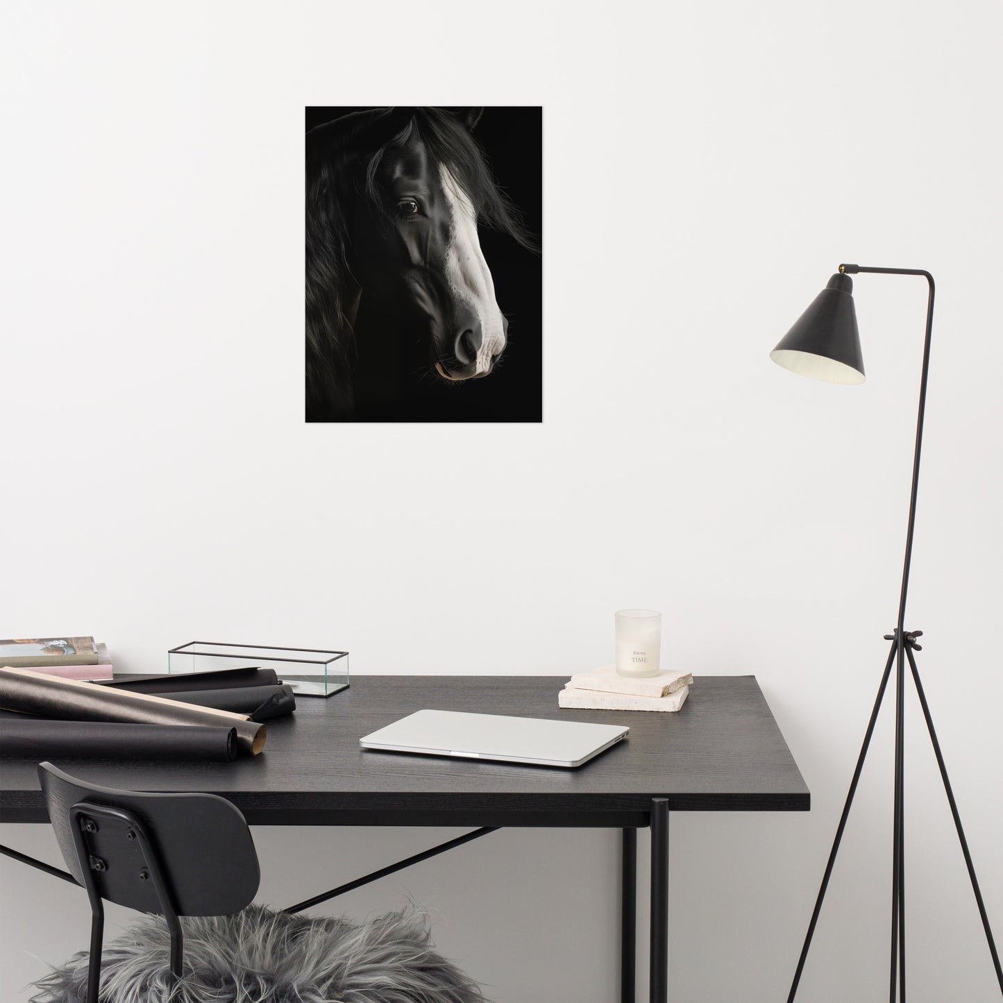 Moonlit Mane Photorealism - Digital Artwork Loose Art Print