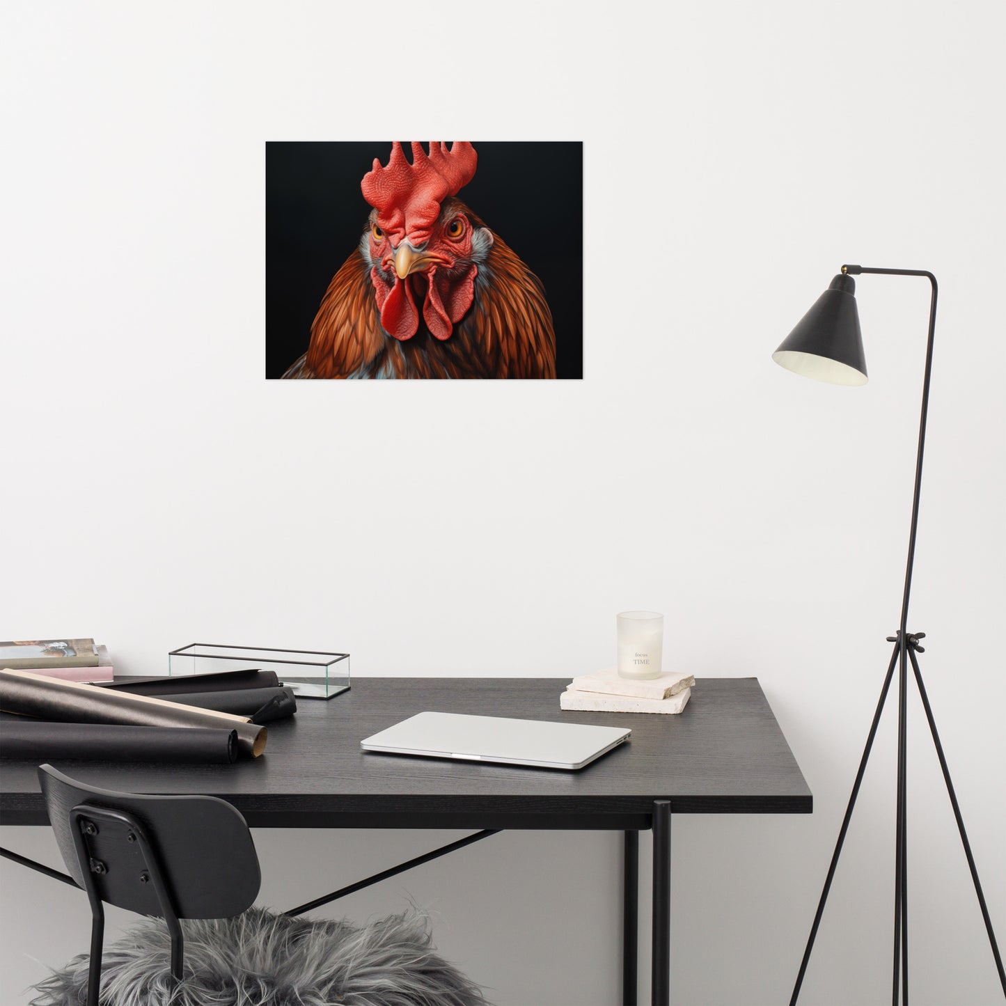 Morning Herald Rooster Portrait Photorealism - Digital Artwork Loose Art Print