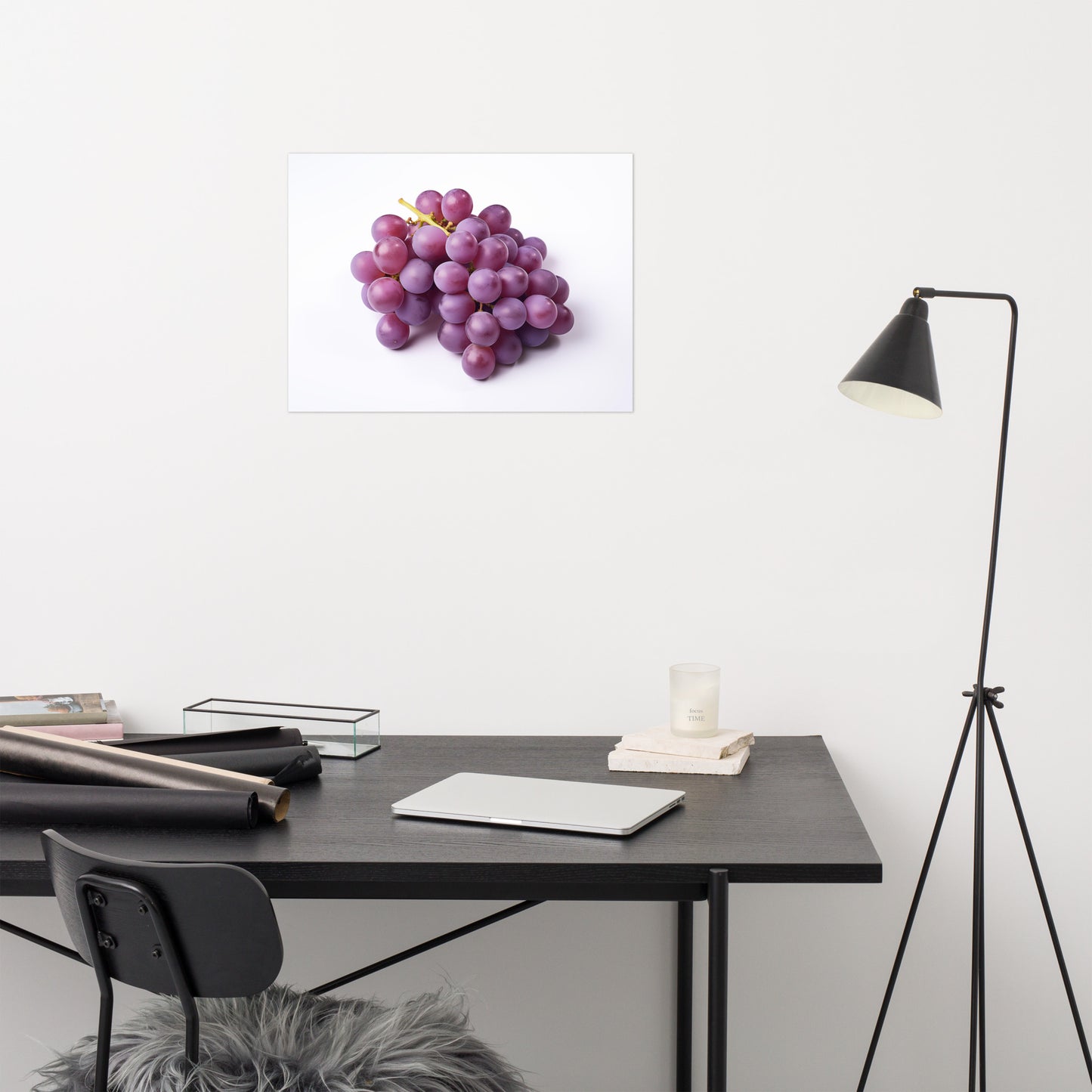 Nature's Candy Purple Grapes on White photorealism - Digital Artwork Loose Art Print