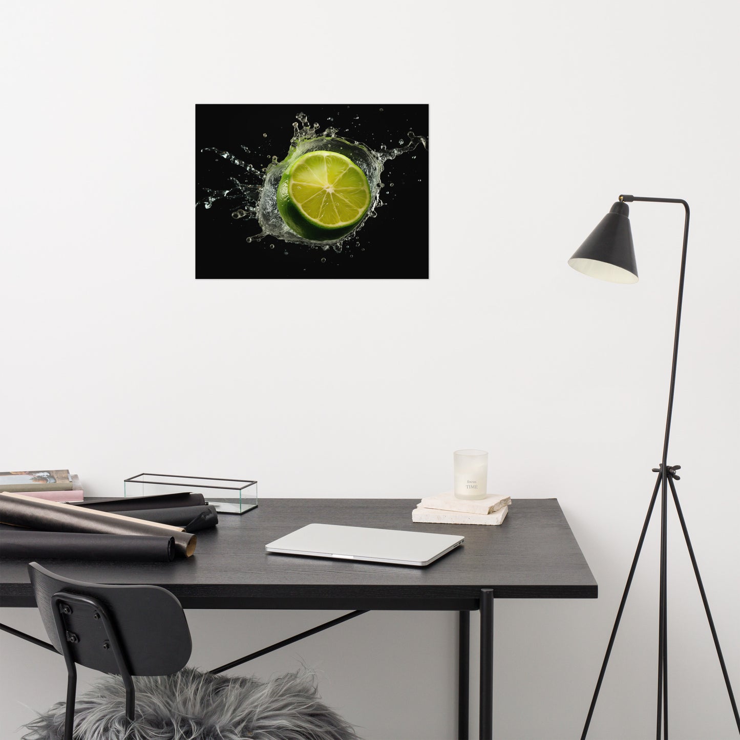 Nature's Refreshment Cut Lime in Water Photorealism - Digital Artwork Loose Art Print