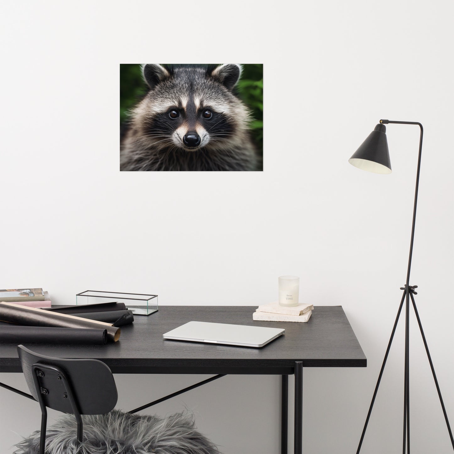 Night Prowler Raccoon Portrait Photorealism - Digital Artwork Loose Art Print