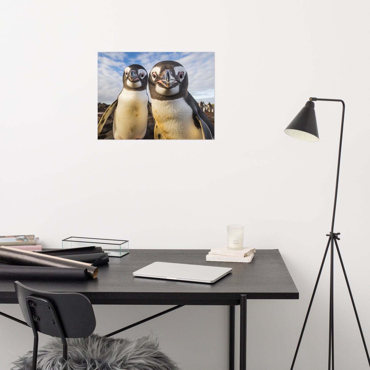 Penguin Pair Photorealism - Digital Artwork Loose Art Print