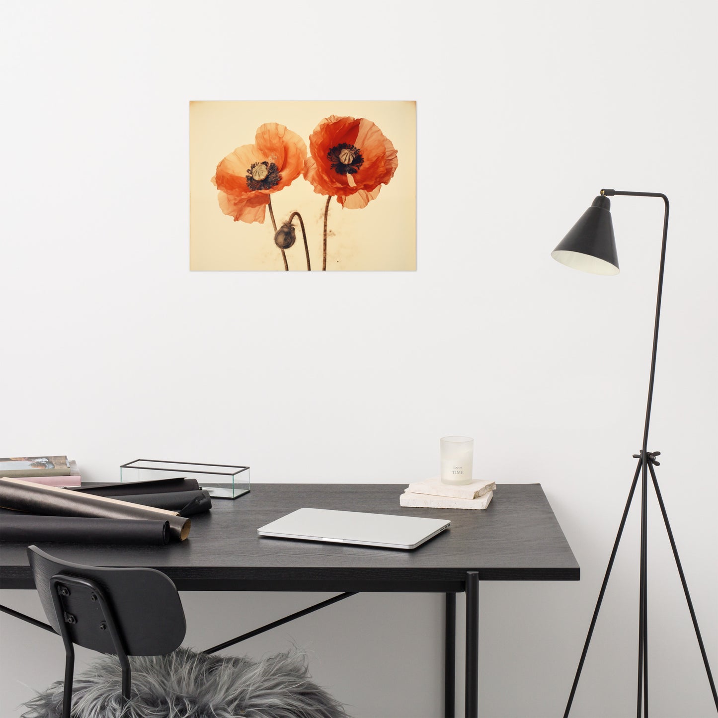 Poppy Symphony Retro Subdued Watercolor - Digital Artwork Loose Art Print