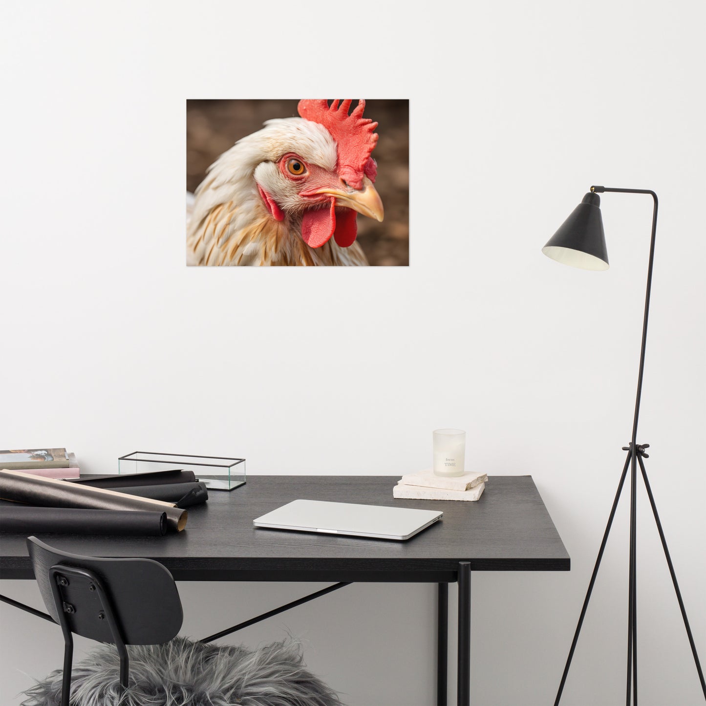 Portrait of a Hen Photorealism - Digital Artwork Loose Art Print