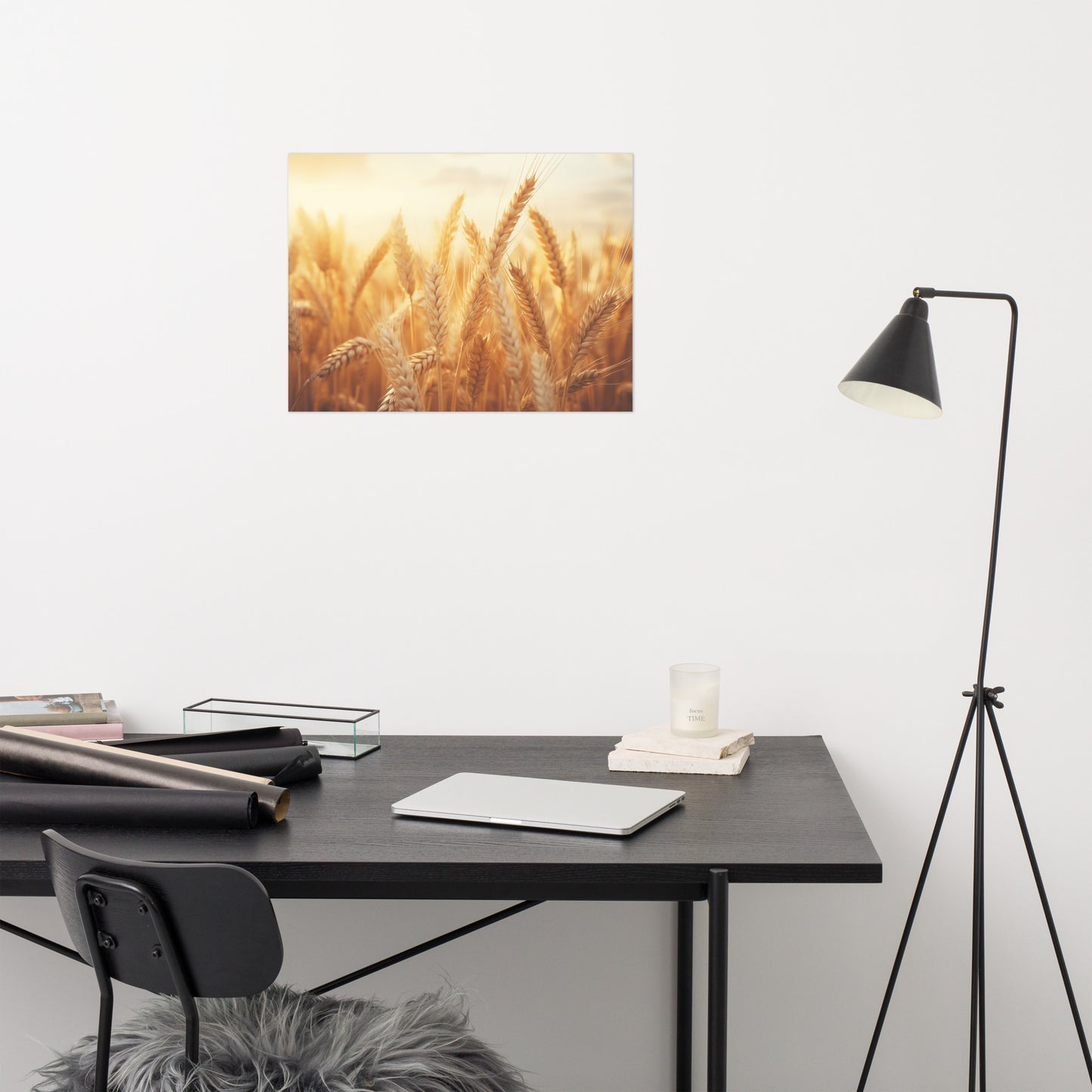 Prairie Dreams Minimal Botanical Rustic Subdued Wheat Crops Photorealism - Digital Artwork Loose Art Print