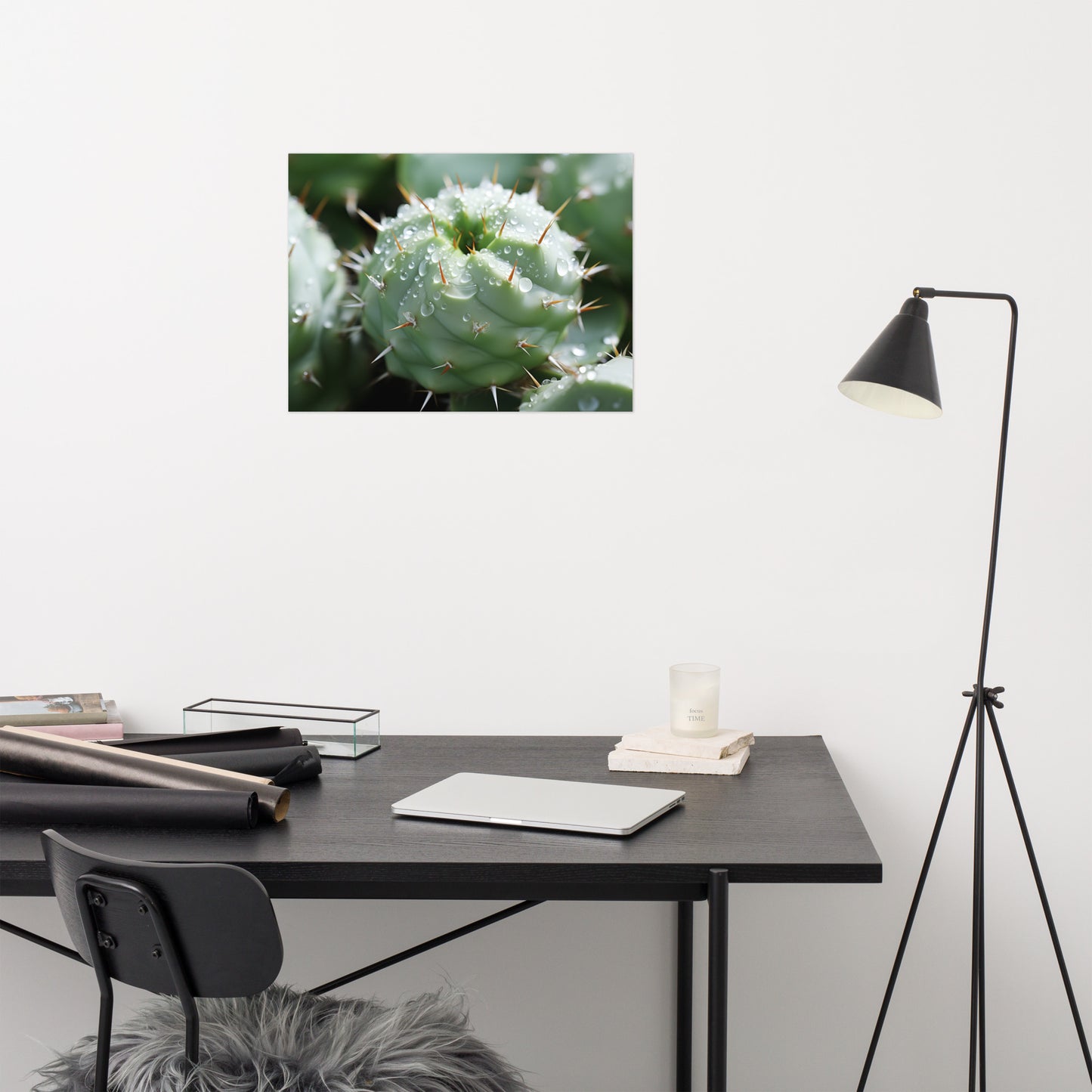 Prickly Pearls Succulent Photorealism - Digital Artwork Loose Art Print