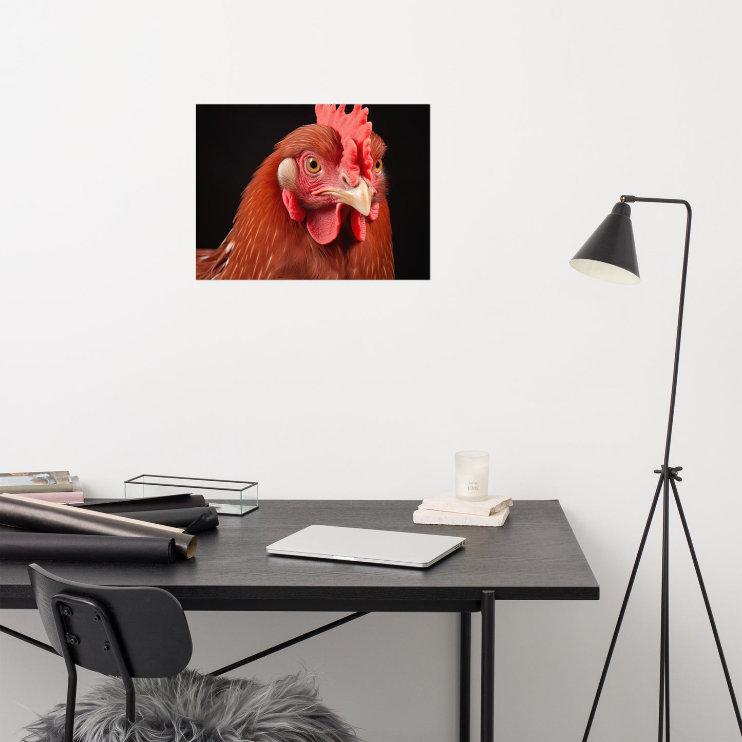 Proud Rooster in Profile Photorealism - Digital Artwork Loose Art Print