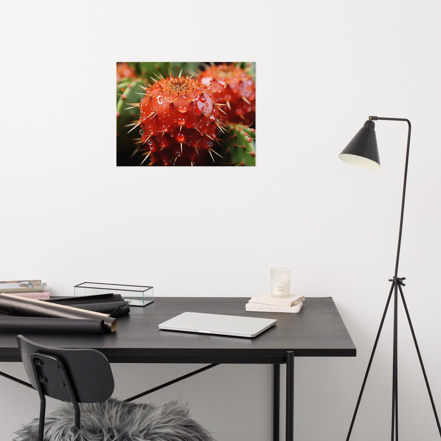 Resilient Radiance Cactus Photorealism - Digital Artwork Loose Art Print