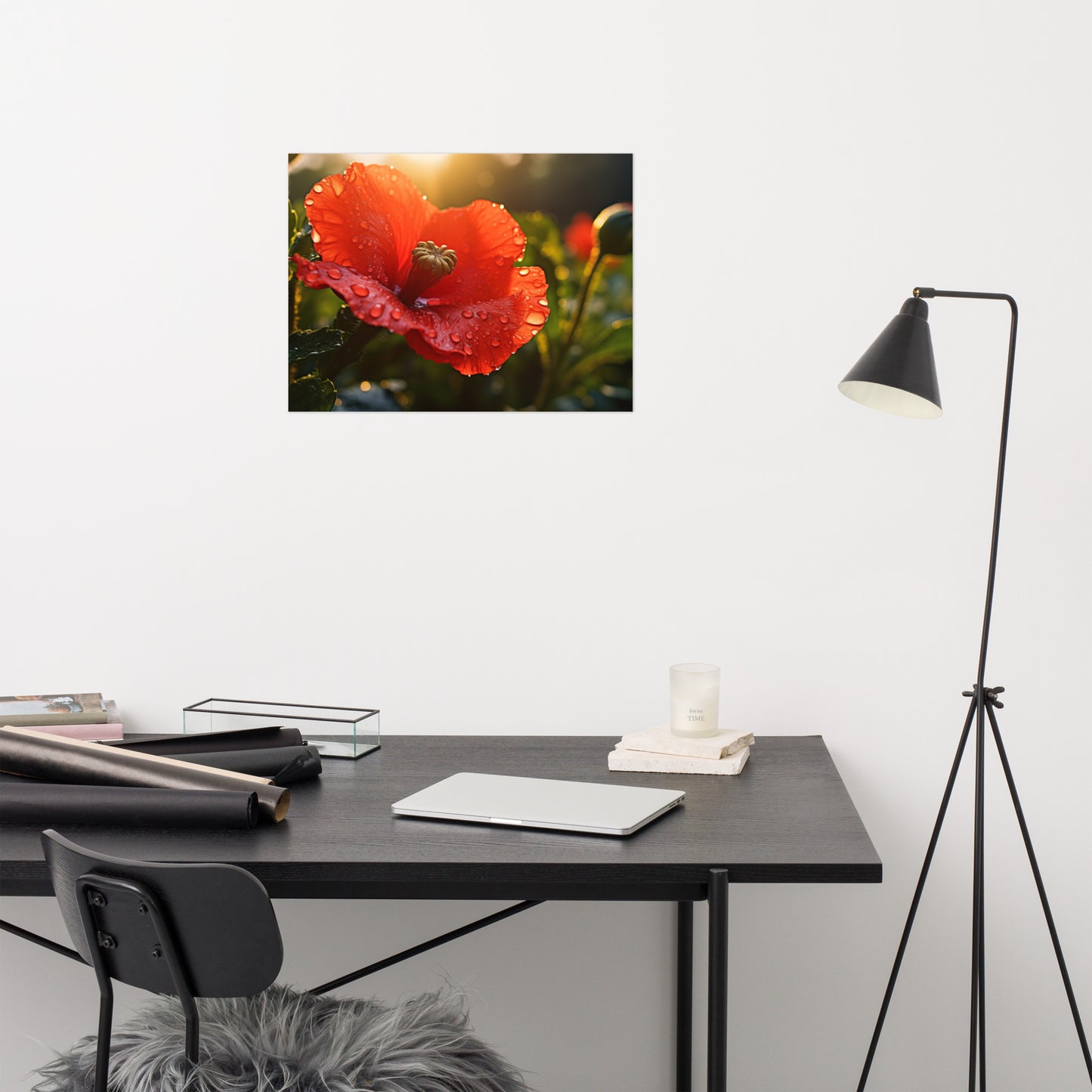 Ruby Reflections Photorealism - Digital Artwork Loose Art Print