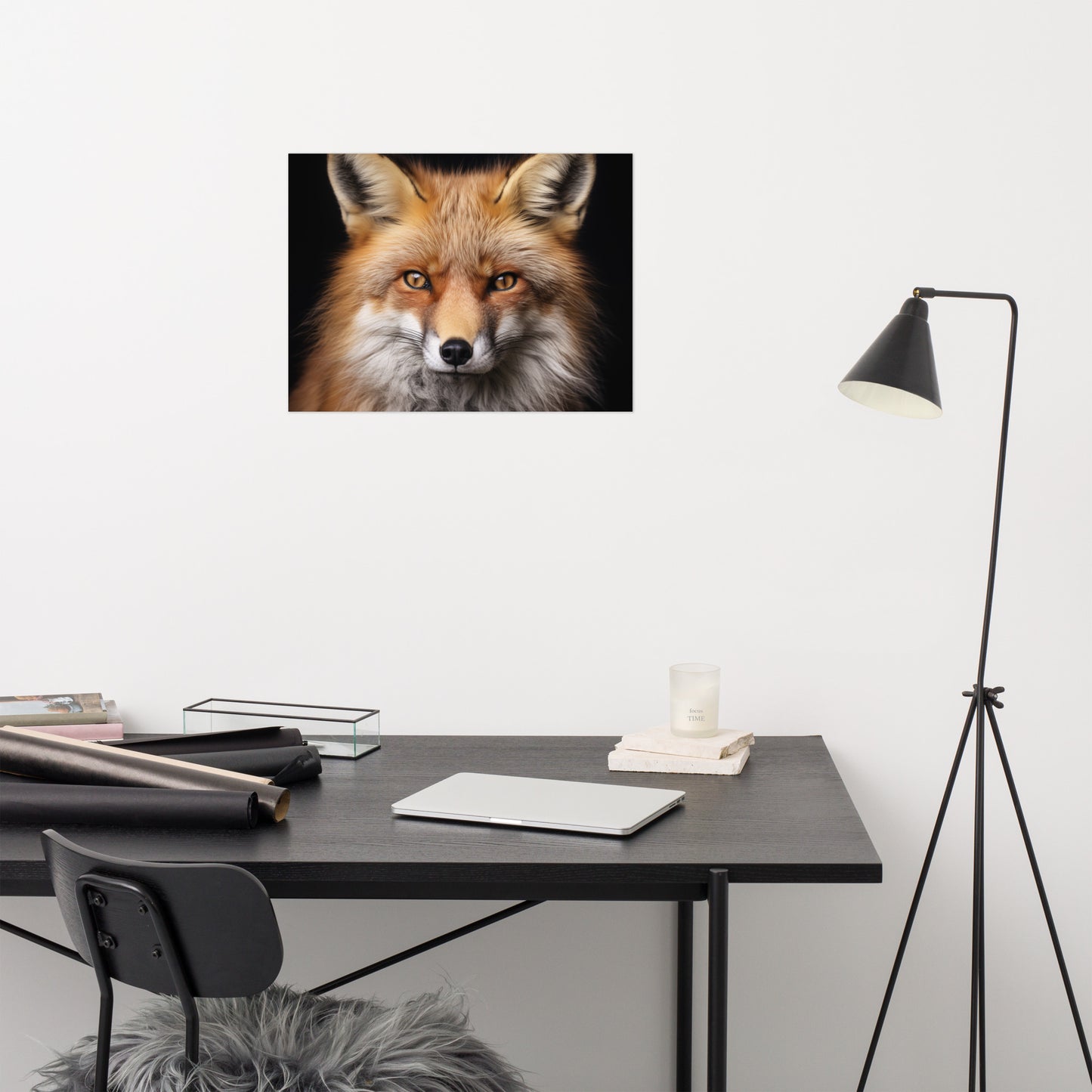 Russet Royalty Red Fox Portrait Photorealism - Digital Artwork Loose Art Print