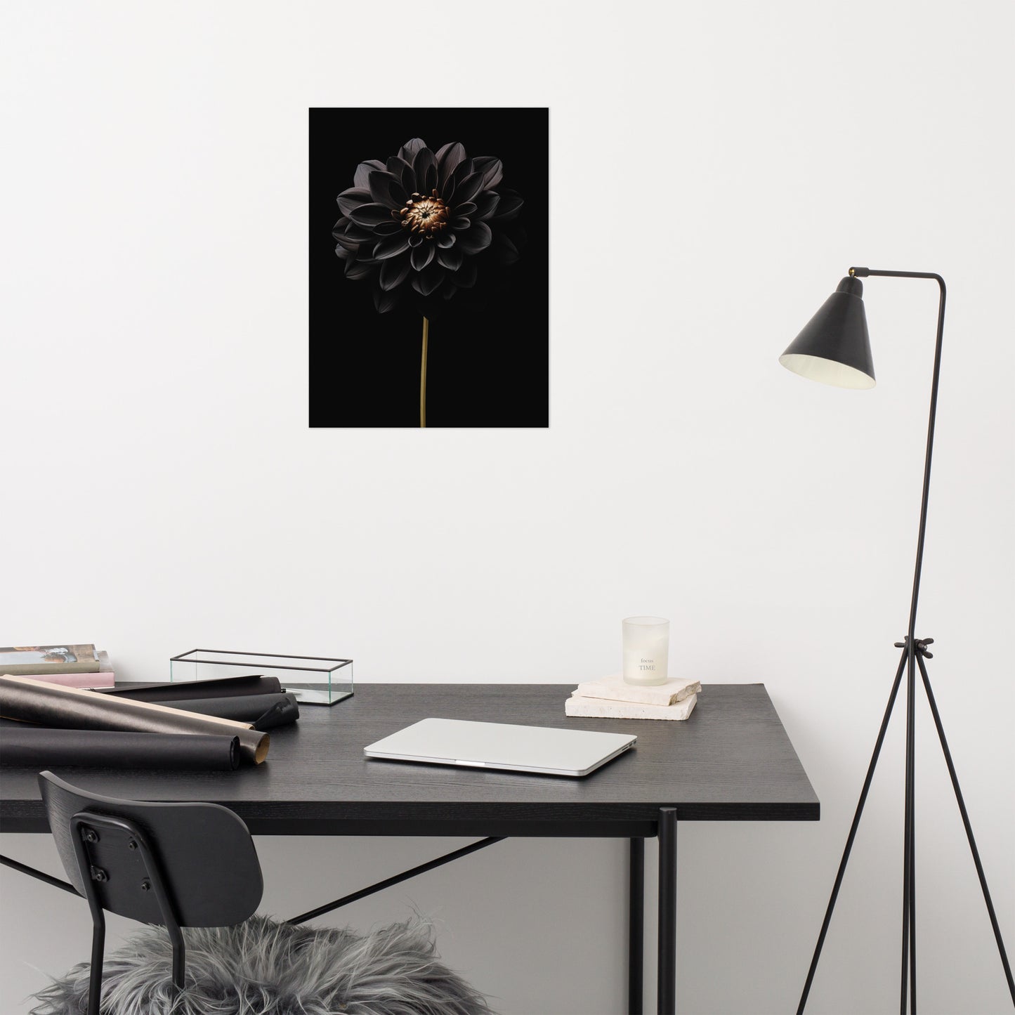 Shadow Blossom Black Flowers Photorealism - Digital Artwork Loose Art Print