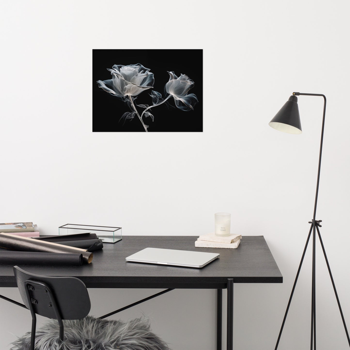 Spectral Roses X-Ray Effect Illustration - Digital Artwork Loose Art Print