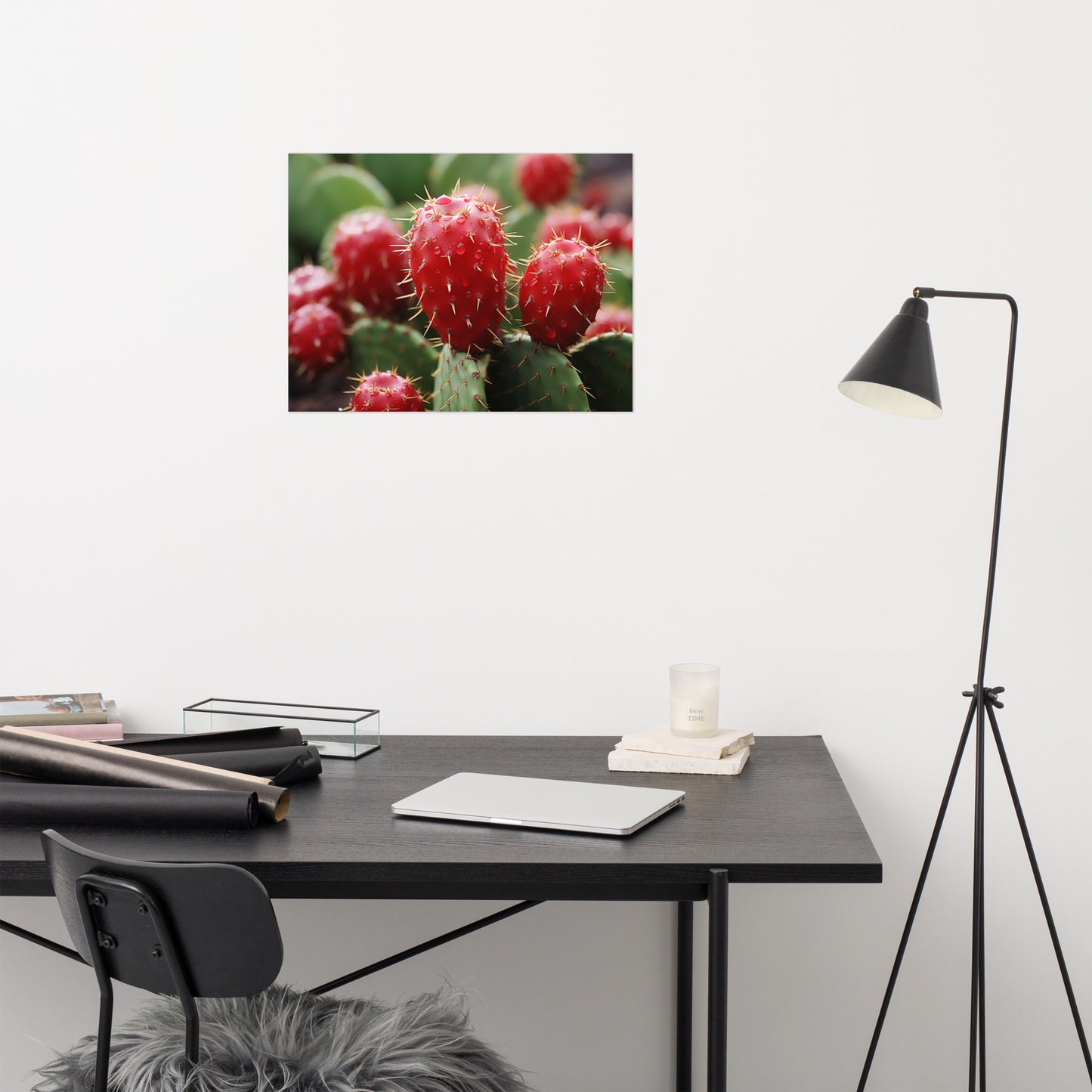 Spiny Symphony Cactus Photorealism - Digital Artwork Loose Art Print