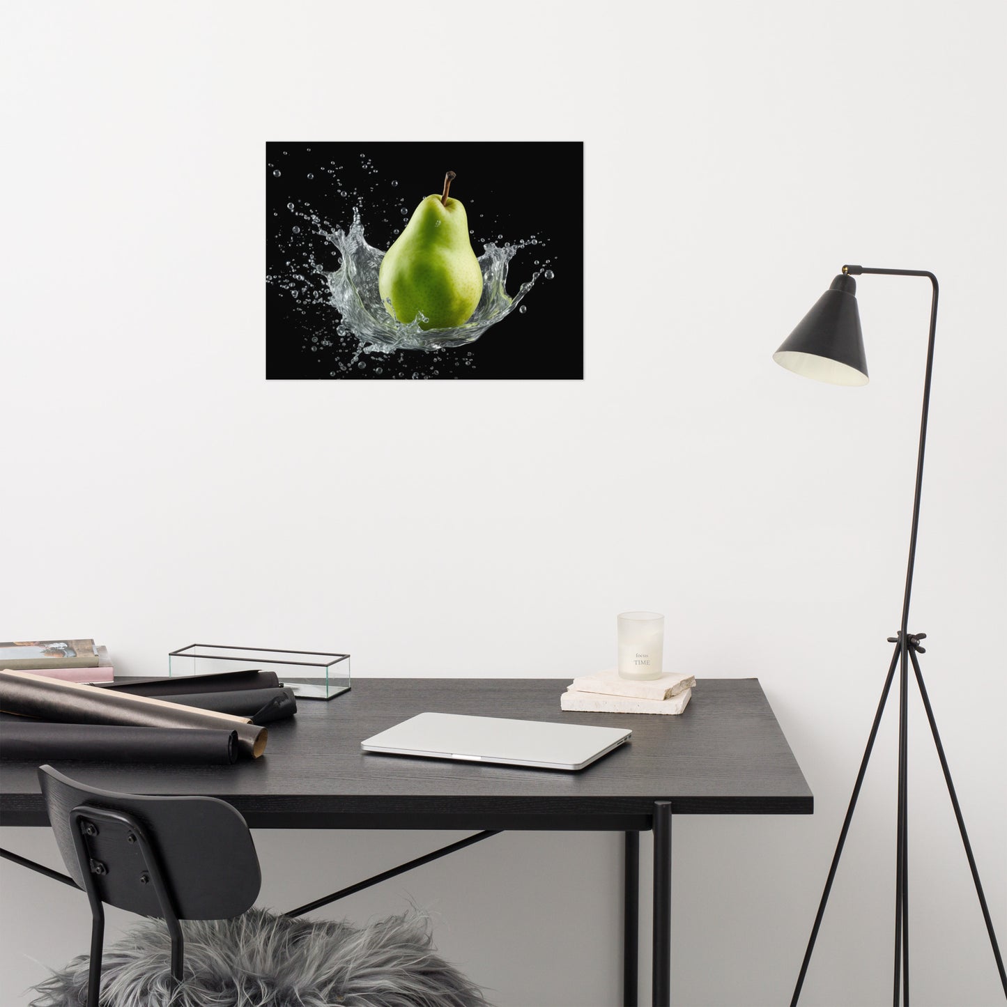 The Crisp Awakening Pear in Water Photorealism - Digital Artwork Loose Art Print