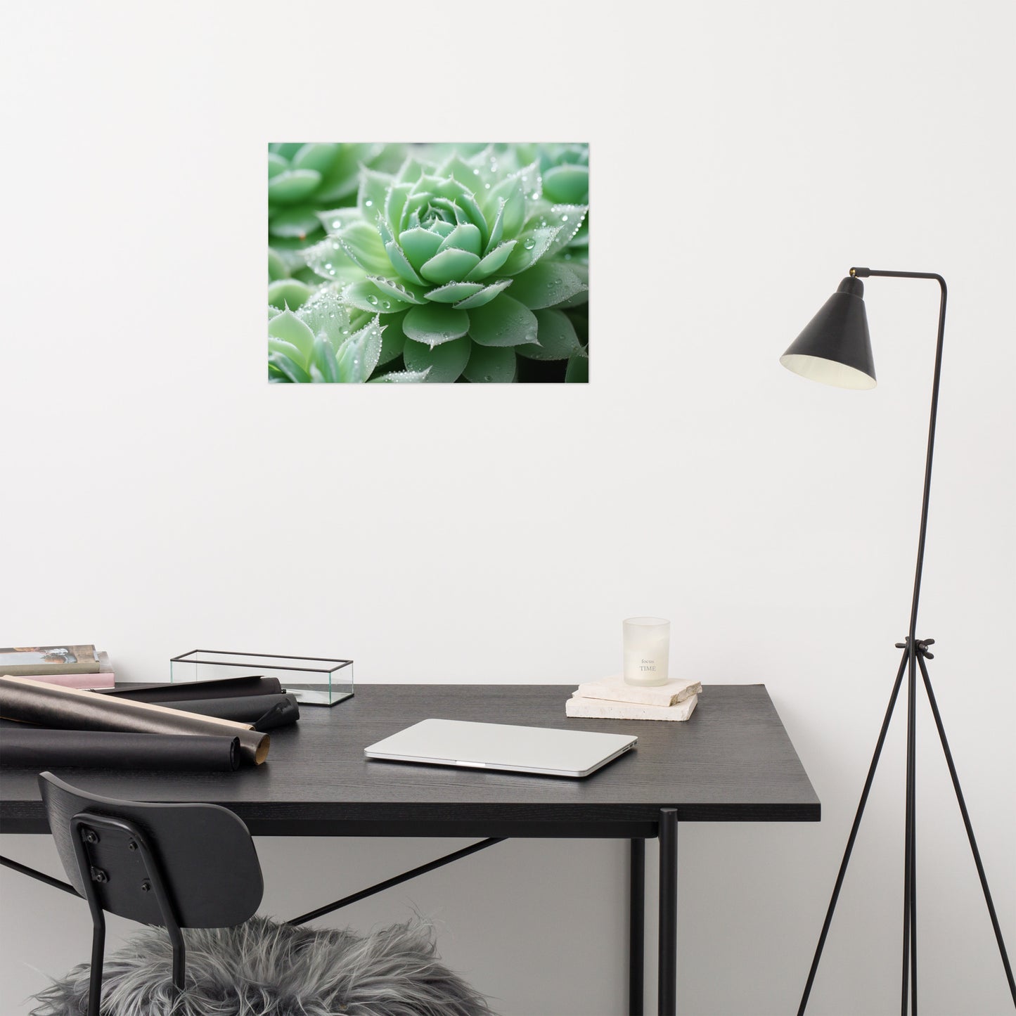 The Heart of Green Succulent Photorealism - Digital Artwork Loose Art Print