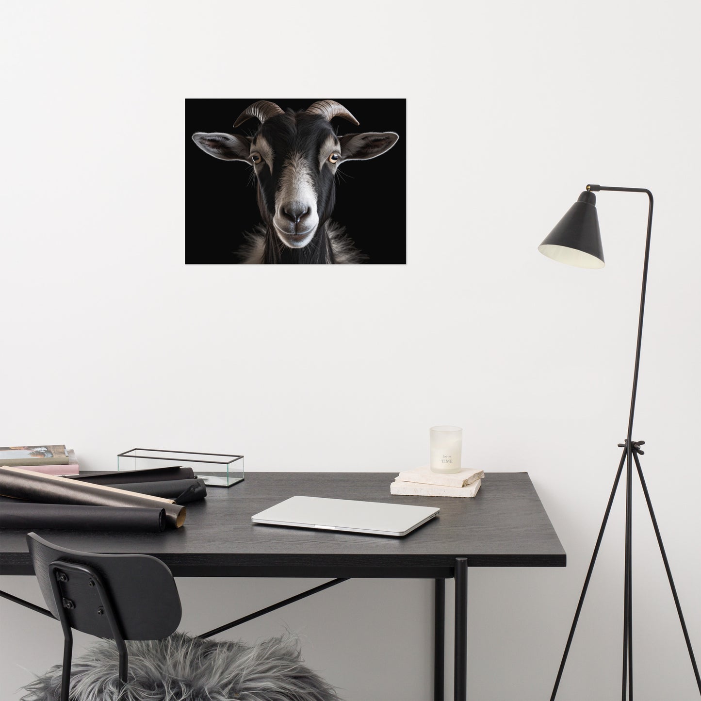 The Gaze Goat Portrait Photorealism - Digital Artwork Loose Art Print