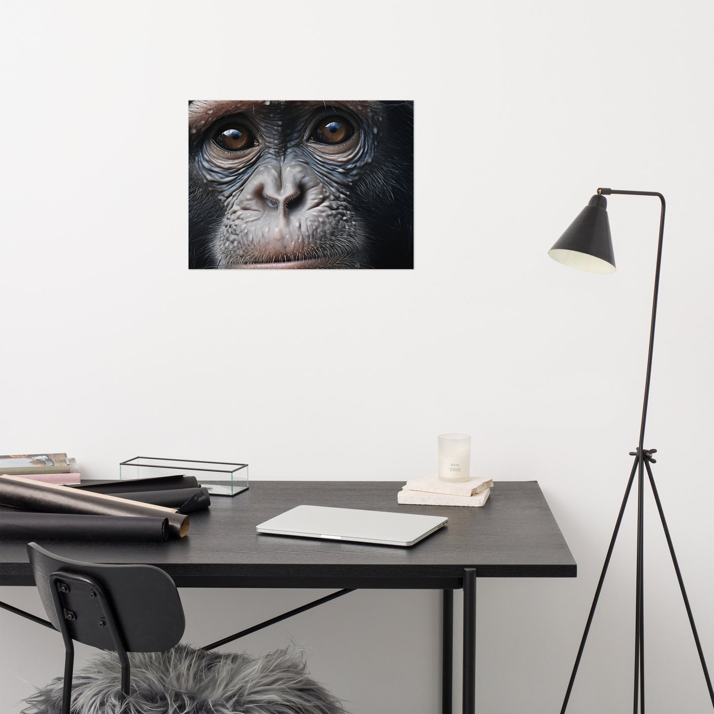 The Chimpanzee Who Stole My Heart Close-up Photorealism - Digital Artwork Loose Art Print