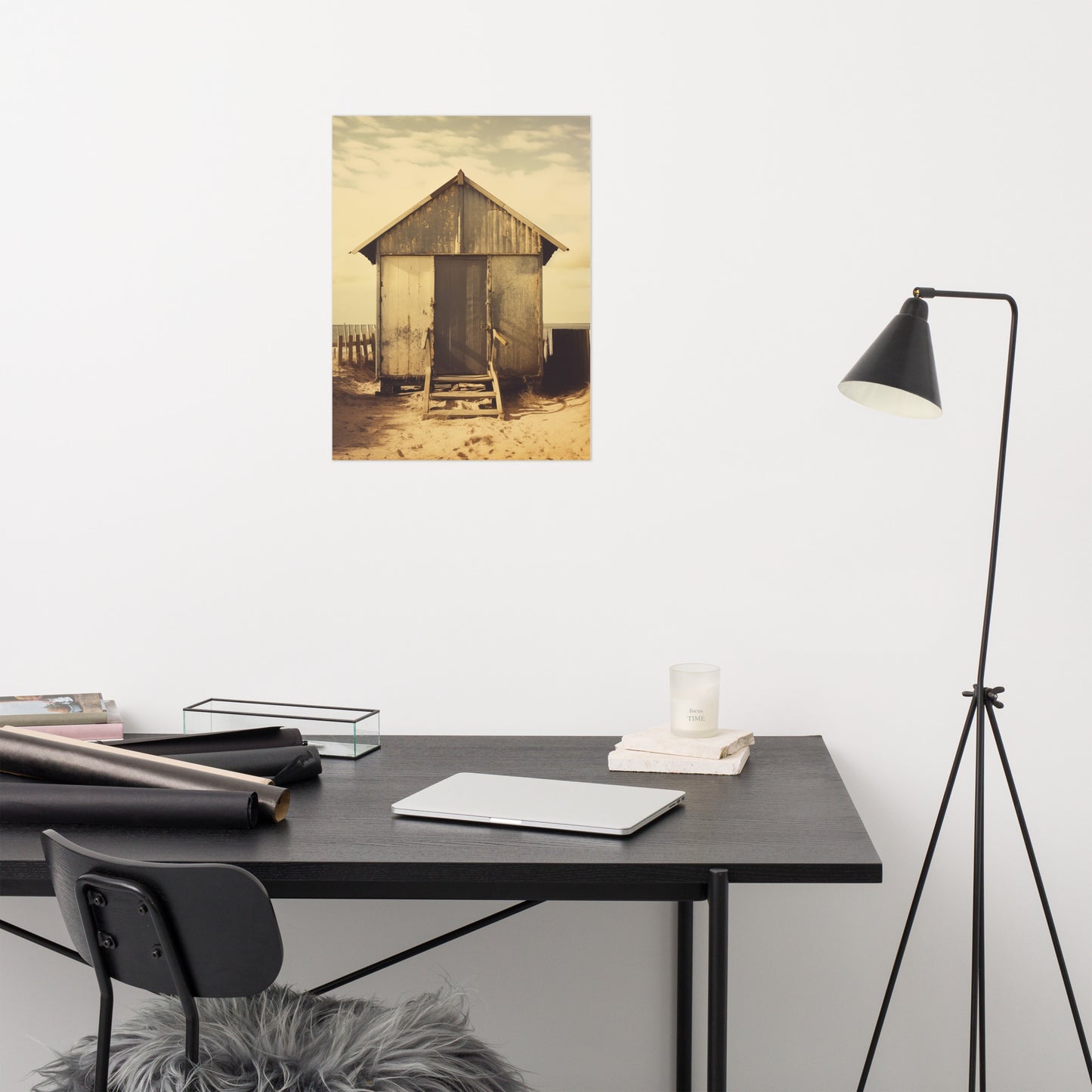 The Old Beach House Subdued Retro Photorealism - Digital Artwork Loose Art Print