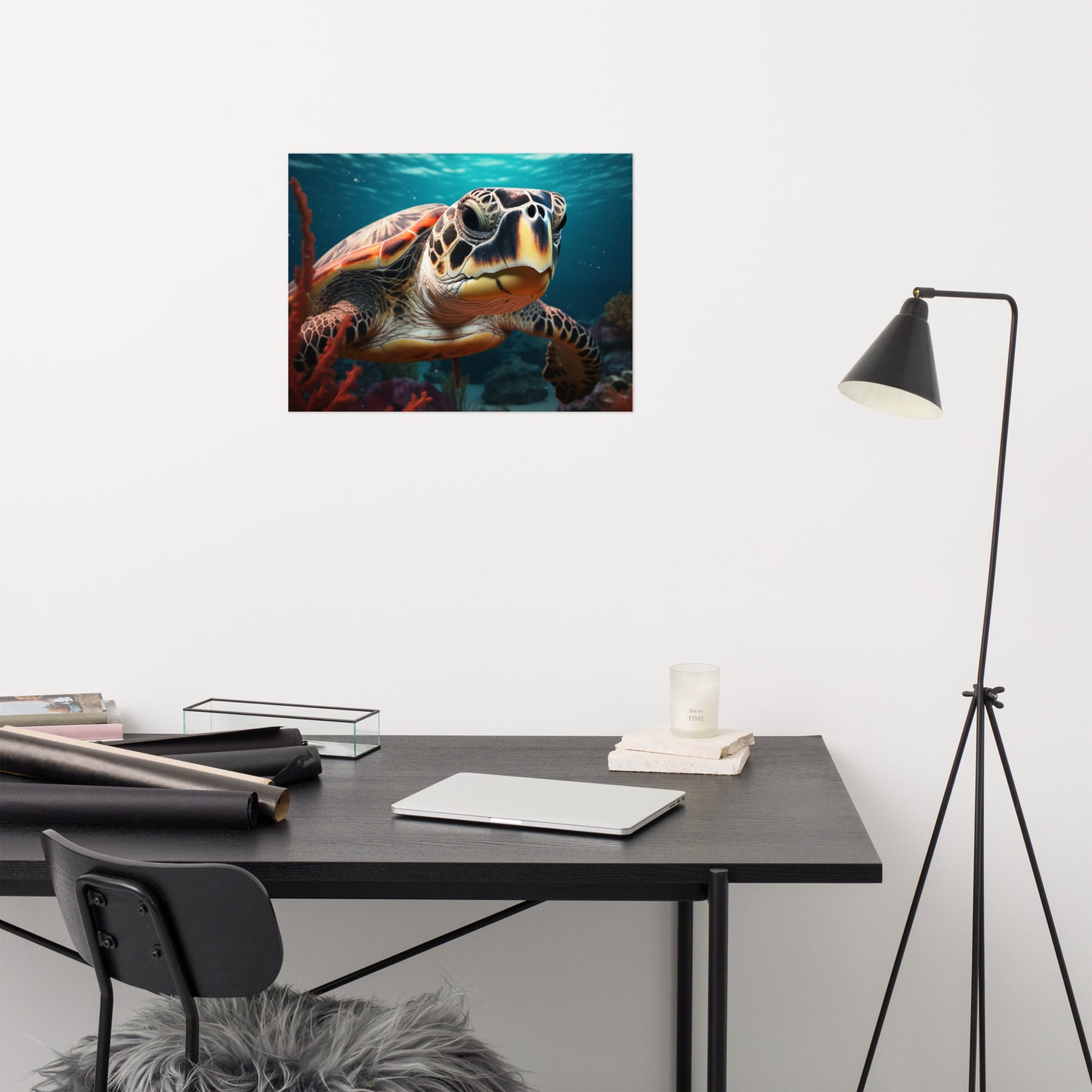 The Turtle's Tale Sea Turtle Coastal Illustration - Digital Artwork Loose Art Print