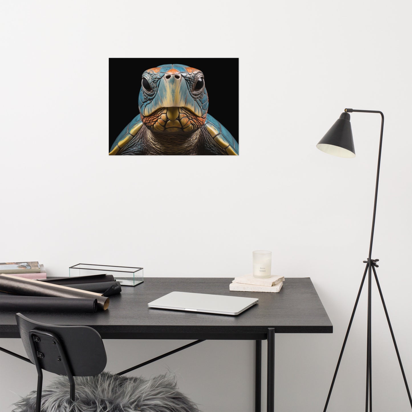 The Wise Wanderer Tortoise Coastal Photorealism - Digital Artwork Loose Art Print