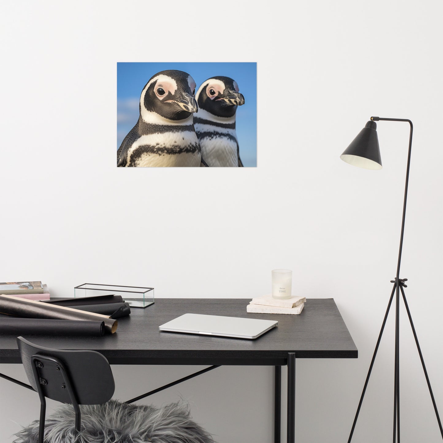 Together Forever Penguins Photorealism - Digital Artwork Loose Art Print