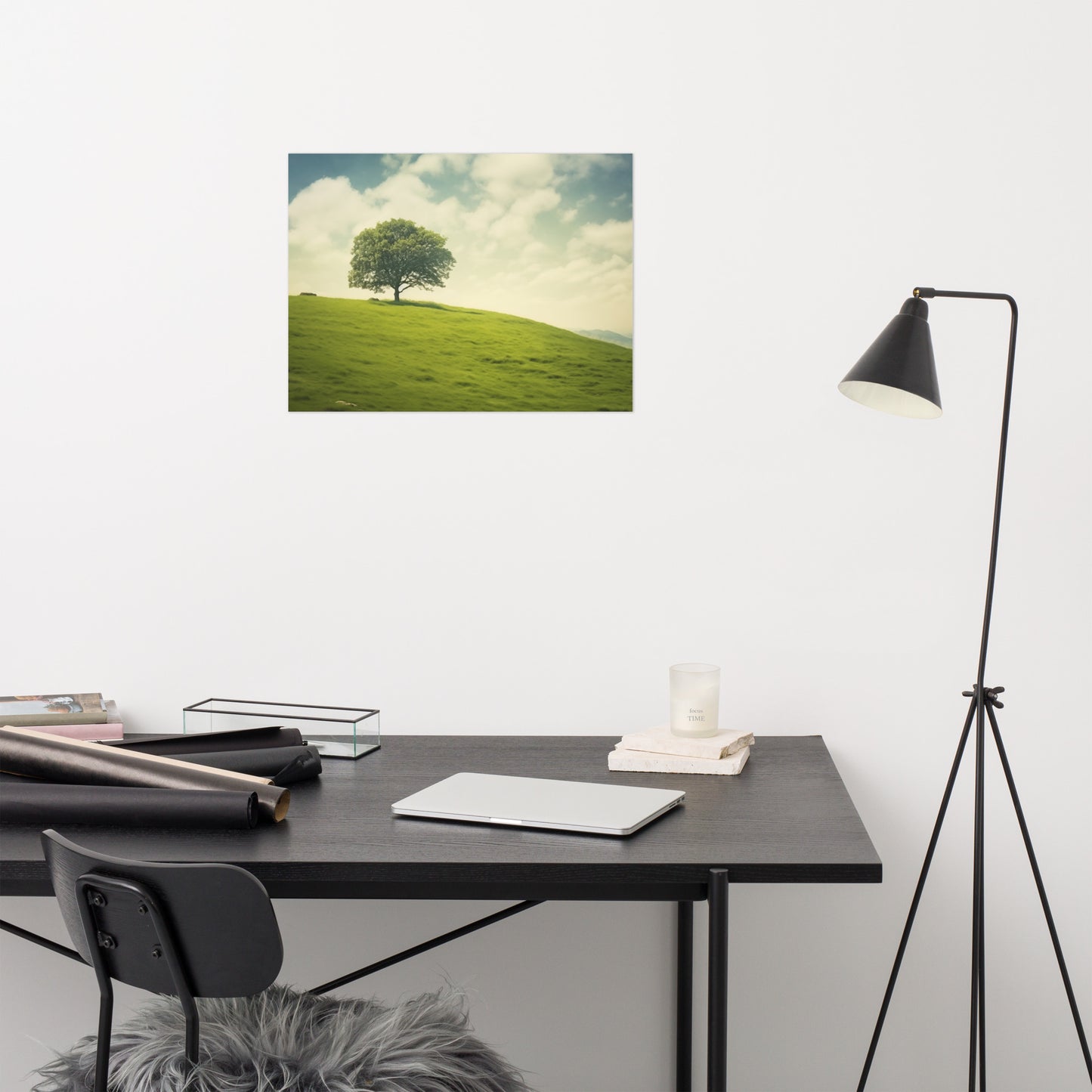 Tranquil Solitude Minimal Botanical Retro Subdued Photorealism - Digital Artwork Loose Art Print