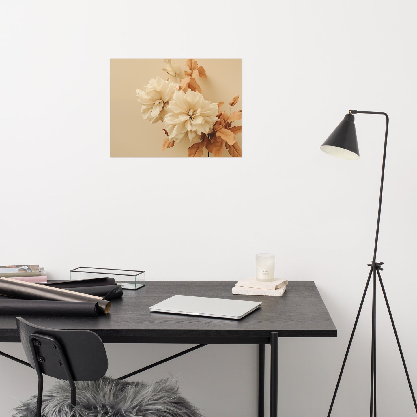 Tranquil Spring Cream Flowers Minimal Photorealism - Digital Artwork Loose Art Print