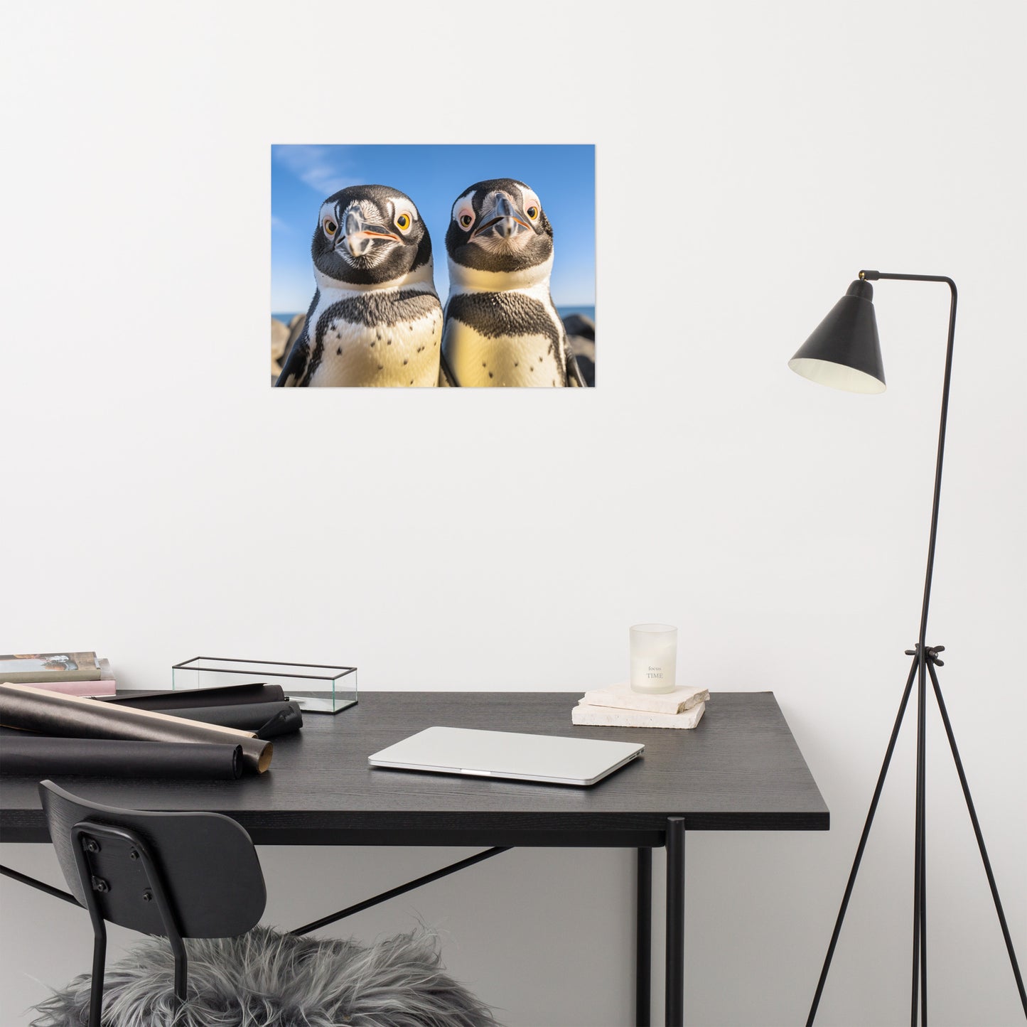 Twin Beaks Penguins Photorealism - Digital Artwork Loose Art Print