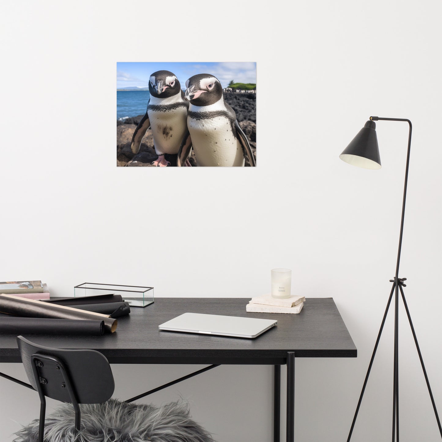 Two of a Feather Penguins Photorealism - Digital Artwork Loose Art Print