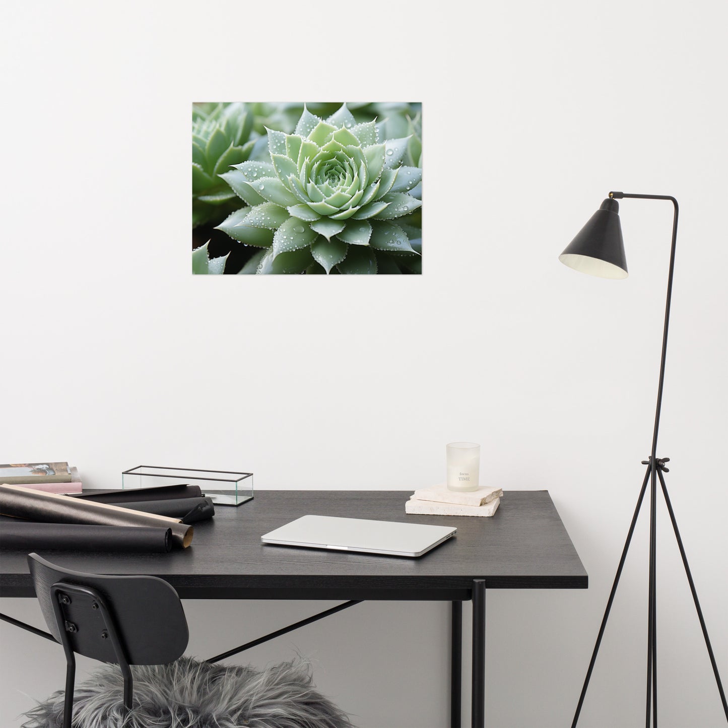 Verdant Embrace Succulent Photorealism - Digital Artwork Loose Art Print