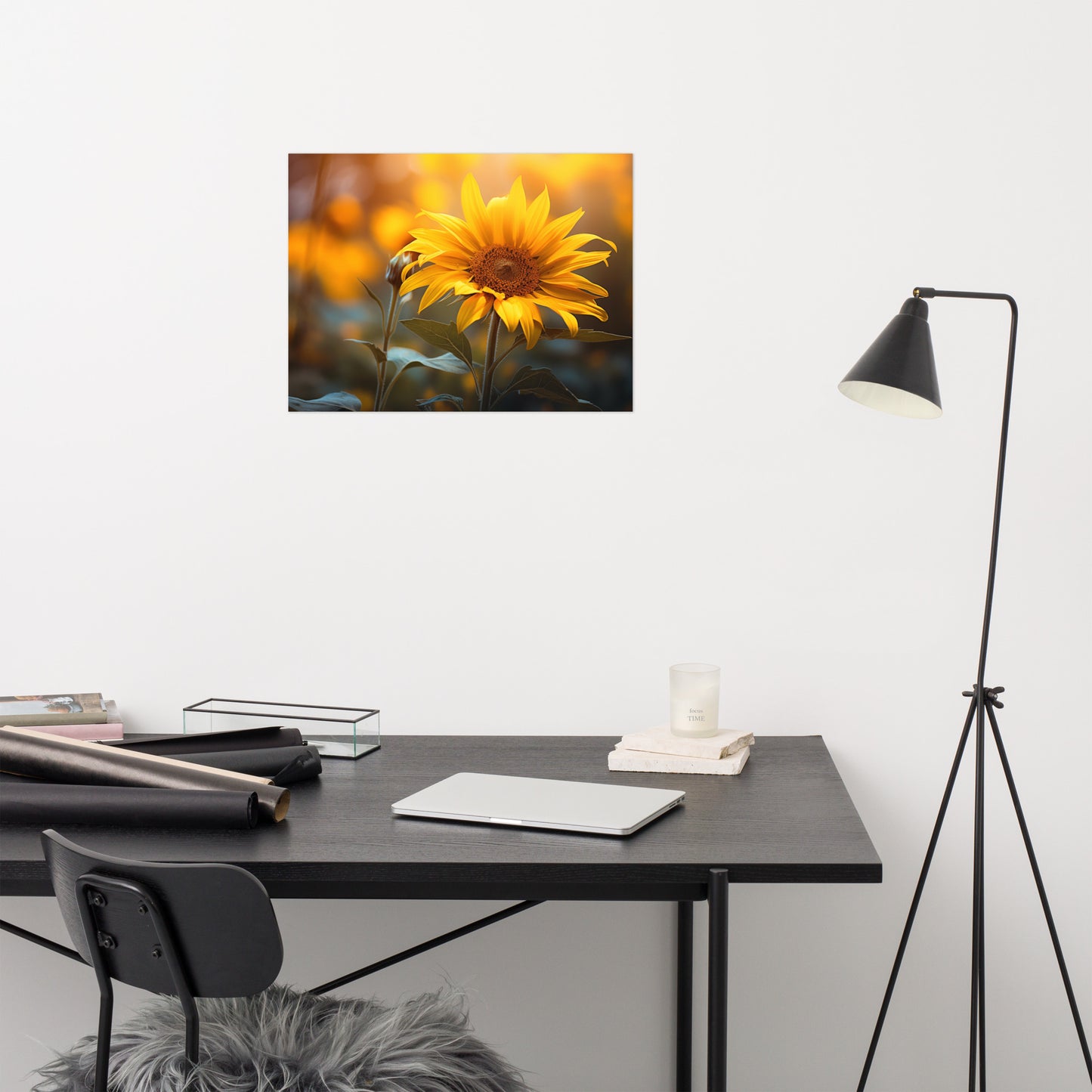 Where the Sunflowers Meet the Sun Photorealism - Digital Artwork Loose Art Print