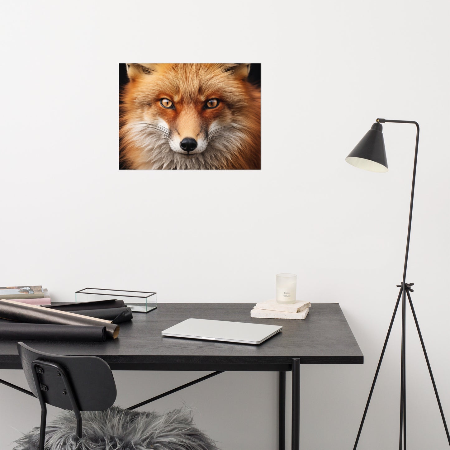 Wildfire Eyes Red Fox Portrait Photorealism - Digital Artwork Loose Art Print