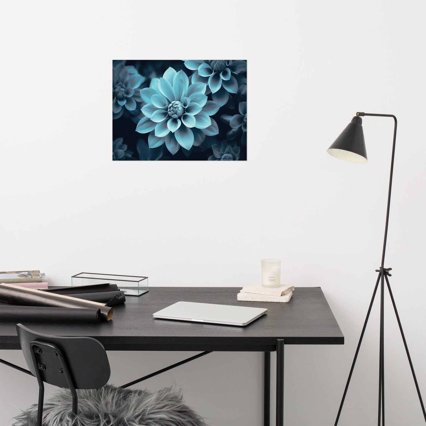 Teal Art: Cerulean Cluster Realism Painting Digital Artwork Loose Art Print