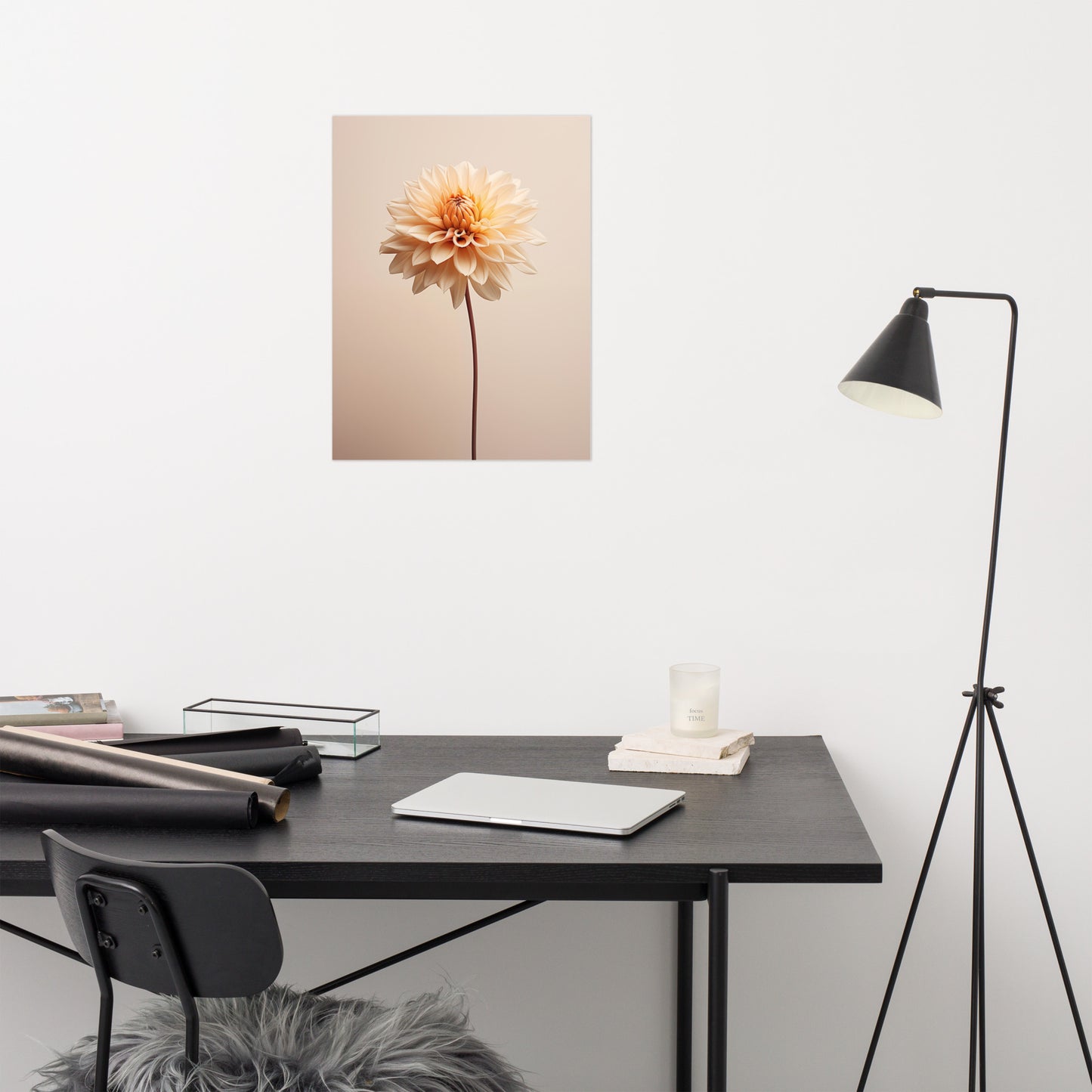 Modern Floral Art Paintings: Delicate Dahlia Realism Painting Digital Artwork Loose Art Print