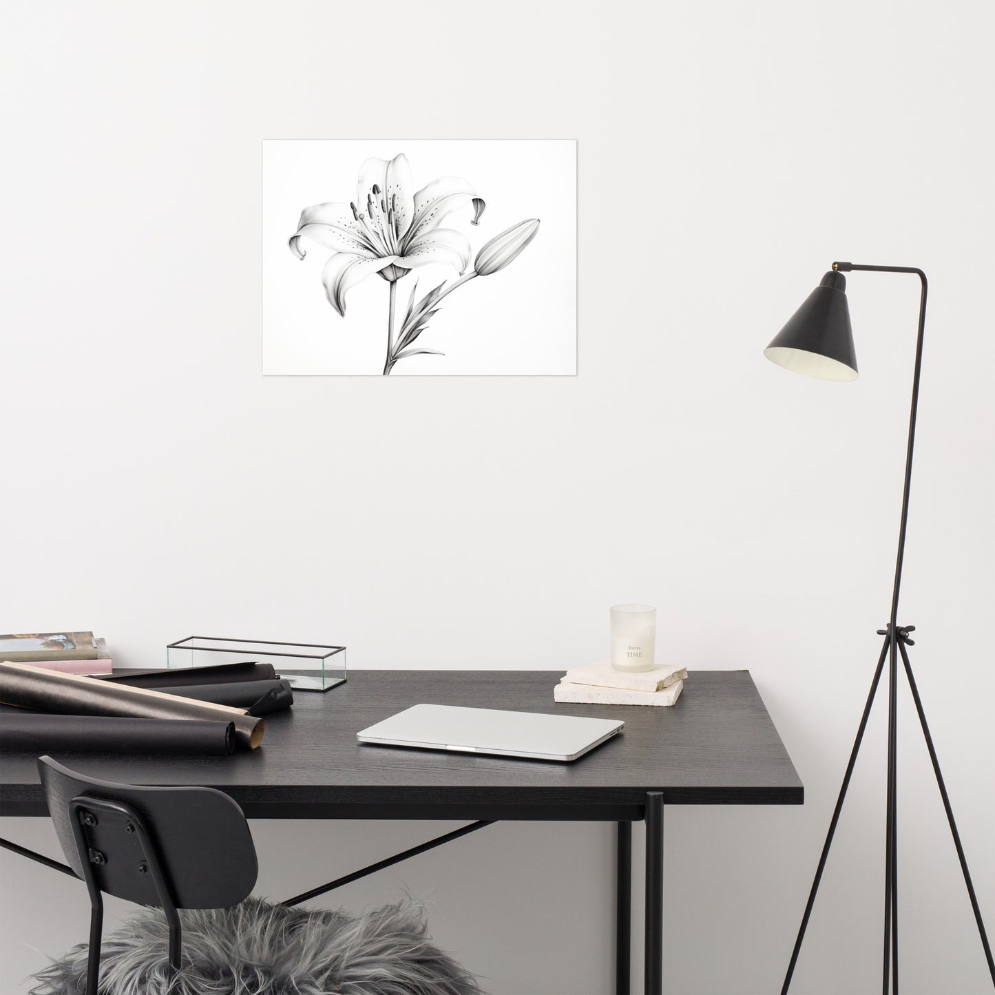 Aesthetic Drawing Flowers: Ephemeral Beauty Lily Pencil Sketch Charcoal Drawing Digital Artwork Loose Art Print