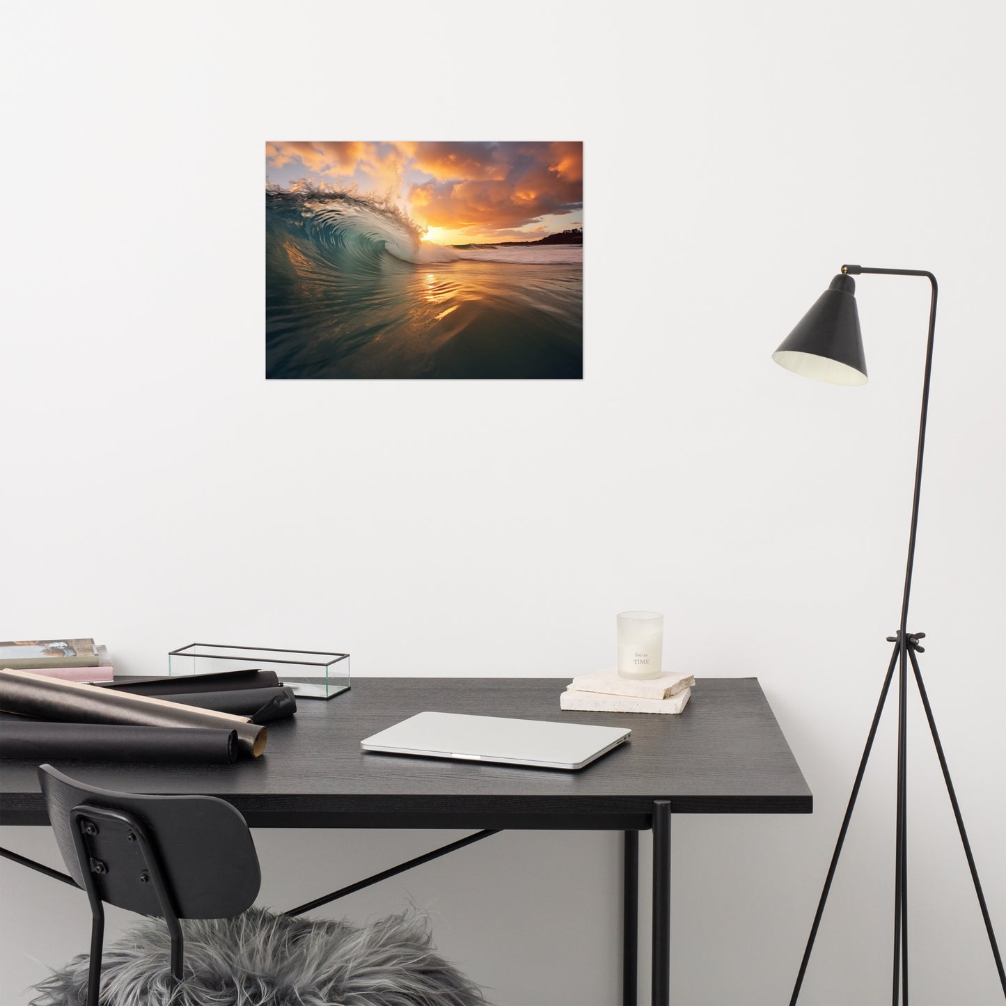 Sunset Beach Wall Art: Ephemeral Whispers Realism Painting Digital Artwork Loose Art Print