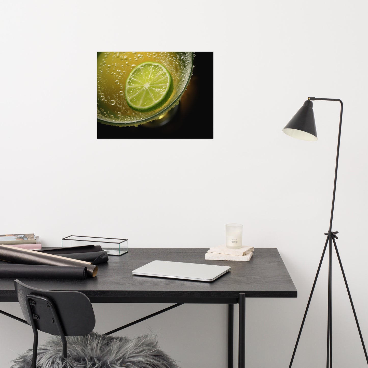 Food and Beverages Art Lime in Drink Photorealistic Digital Artwork Loose Art Print