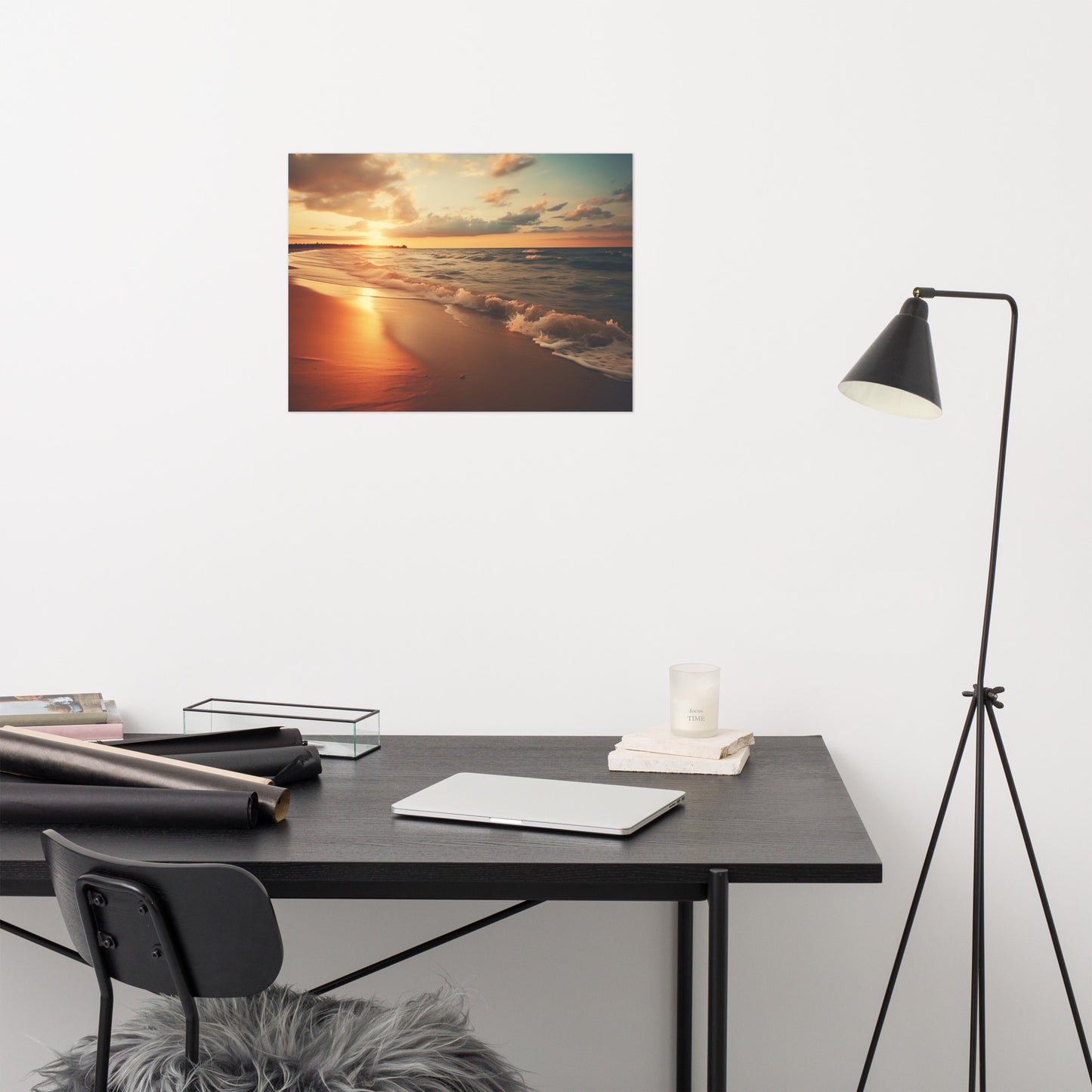 Golden Hour's Crest Realism Painting Digital Artwork Loose Art Print