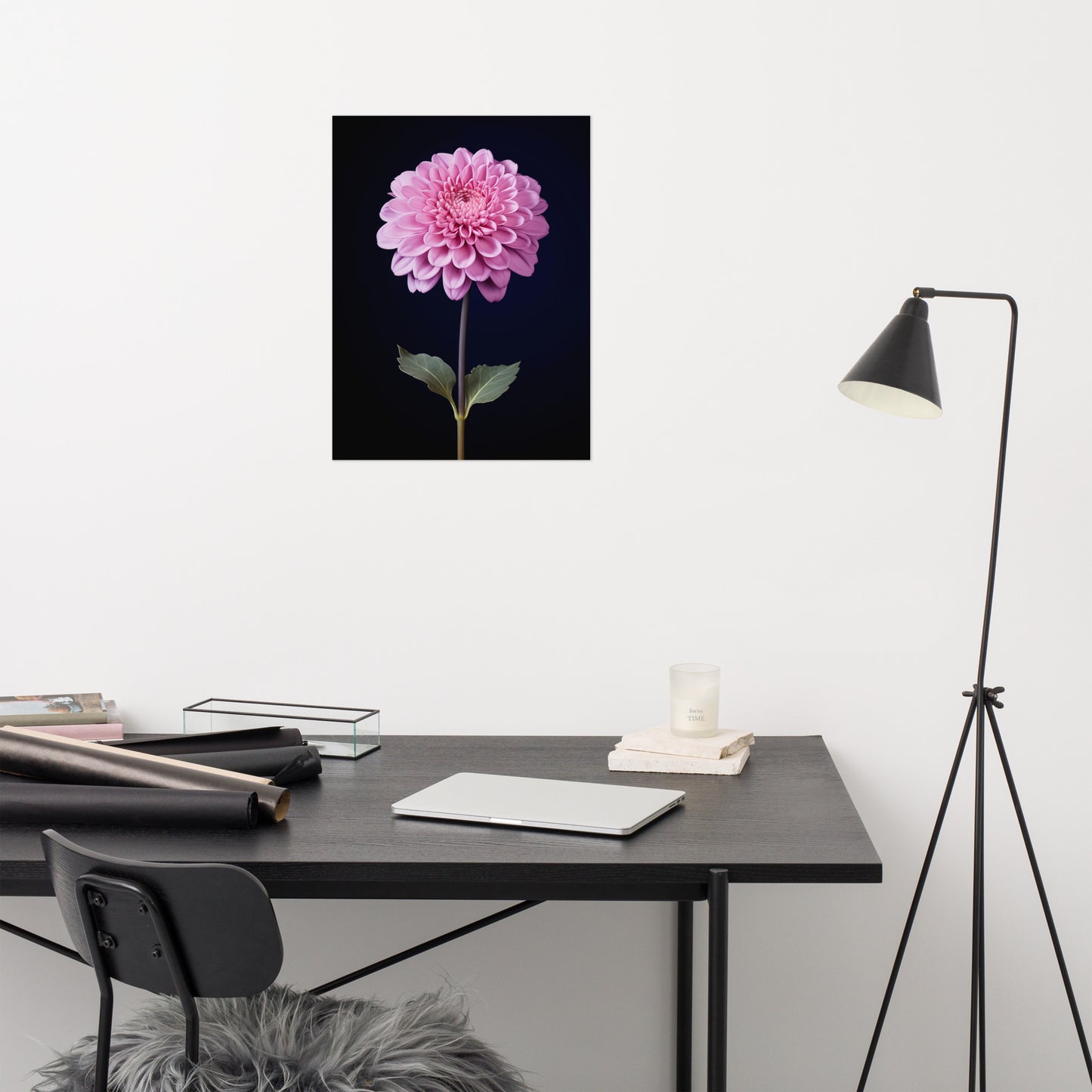 Soft Serenity Single Pink Flower Photorealistic Painting Digital Artwork Loose Art Print