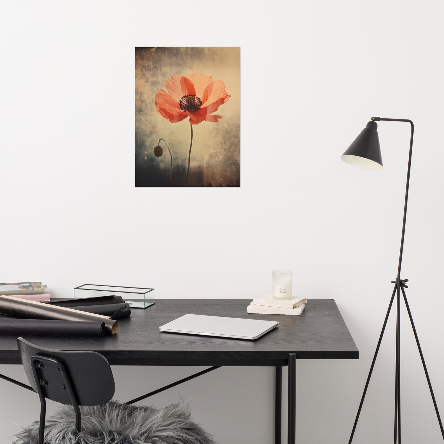 Whispers of Time Poppy Retro Subdued Photorealism - Digital Artwork Loose Art Print