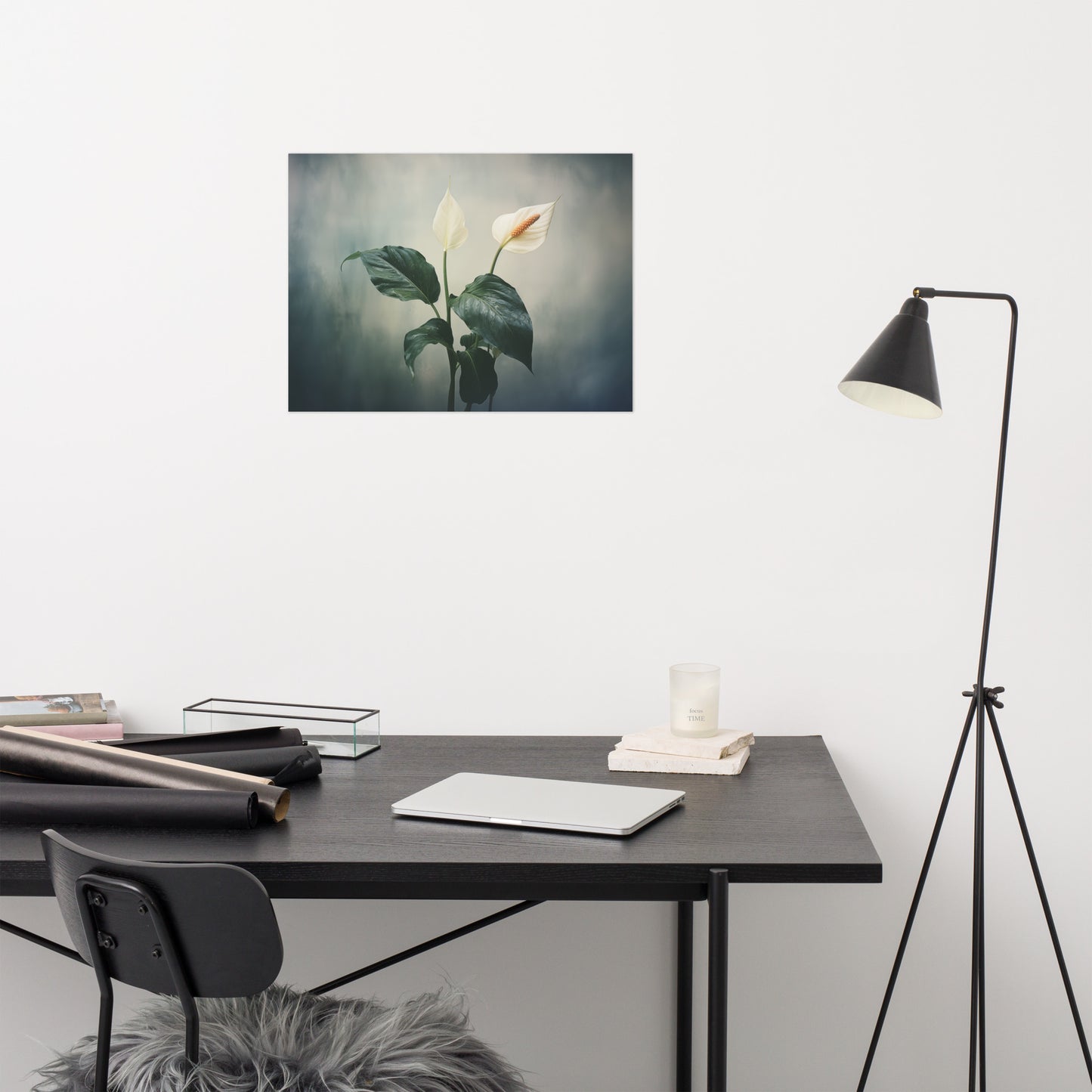 Whispering Peace - Peace Lily Retro Subdued Photorealism - Digital Artwork Loose Art Print