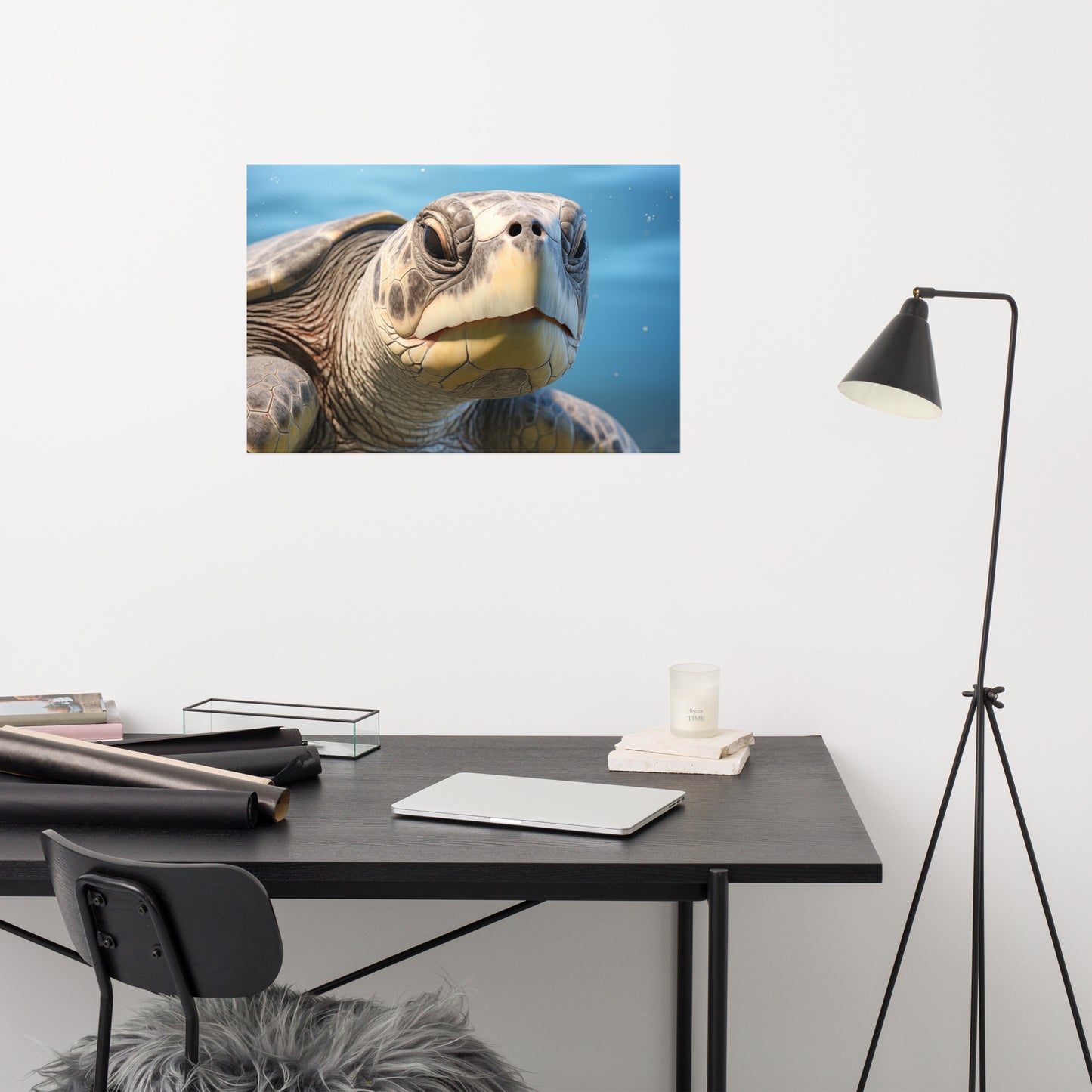 Sea Turtle Art: Ancient Eyes Olive Ridley Close-up Photorealism Painting - Digital Artwork Loose Print