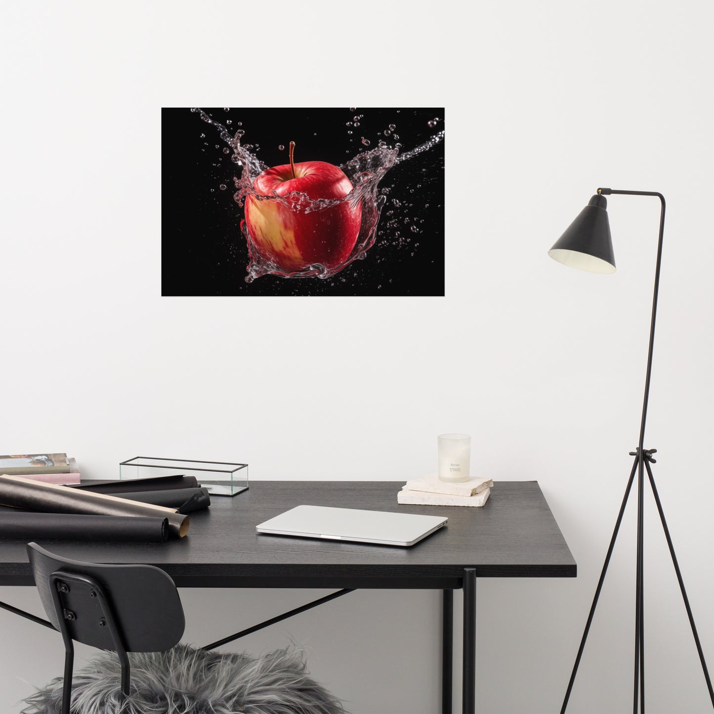 Apple Immersion - Apple in Water Photorealism - Digital Artwork Loose Print