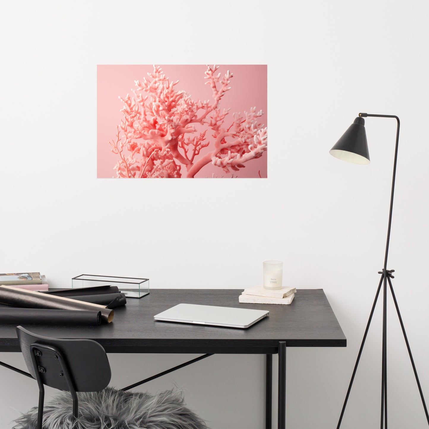 Bloom of the Depths Coral Photorealistic Painting - Digital Artwork Loose Art Print